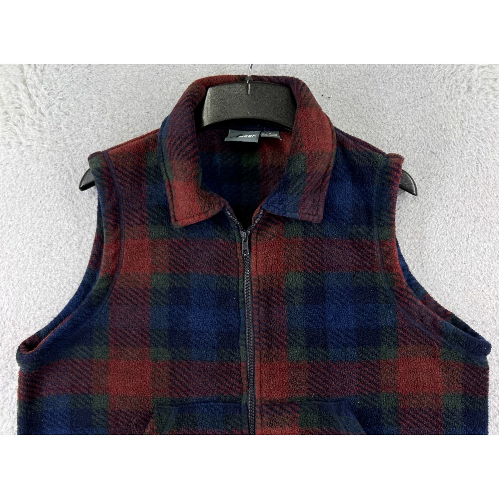 Vintage LizWear Vest Womens Medium Red Plaid 100% Polyester Fleece Full Zip Collar Size M / US 6-8 / IT 42-44 - 7 Thumbnail