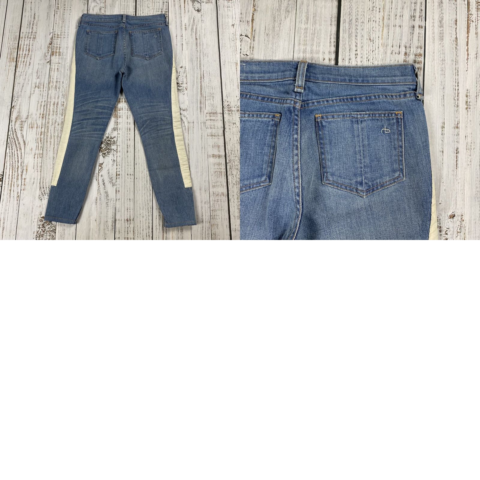 Rag & Bone RAG & BONE RELAY SKINNY JEANS Denim Zipper Ankle Stripe 26 Blue Women's Size 26" / US 2 / IT 38 - 8 Thumbnail