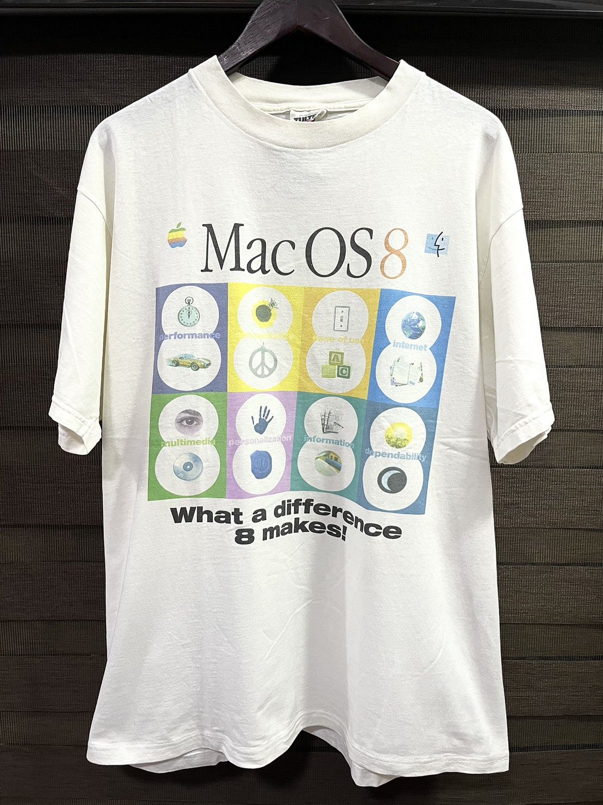 image of 1990S Apple Mac Os 8 Tee in White, Men's (Size XL)