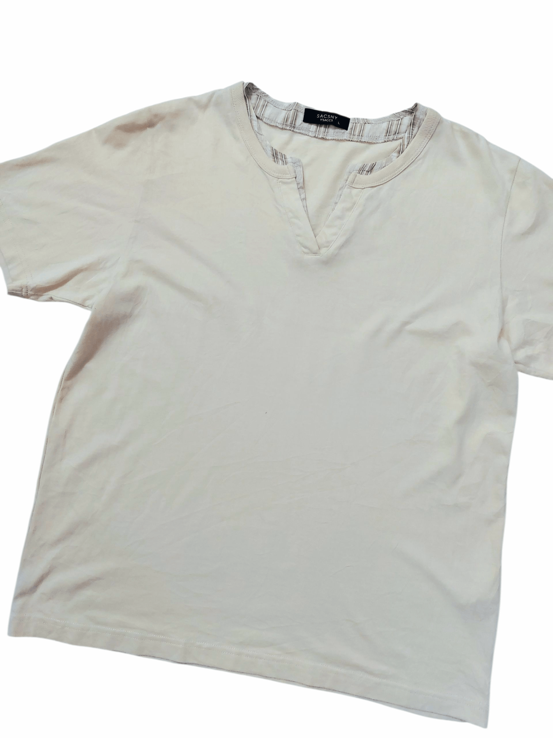 Yohji Yamamoto Sacsny Ysaccs Yohji Yamamoto Split Neck Tee Size US L / EU 52-54 / 3 - 2 Thumbnail