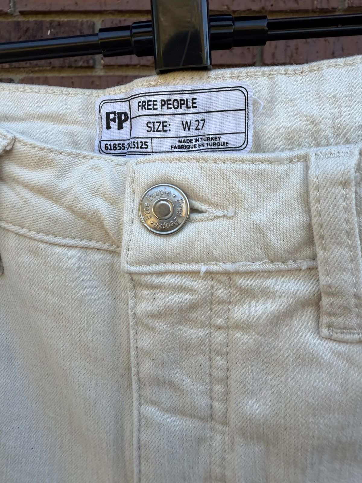 Free People Free People Side Bead Embellish Skinny Distress Ivory Jeans Size 27" / US 4 / IT 40 - 3 Thumbnail