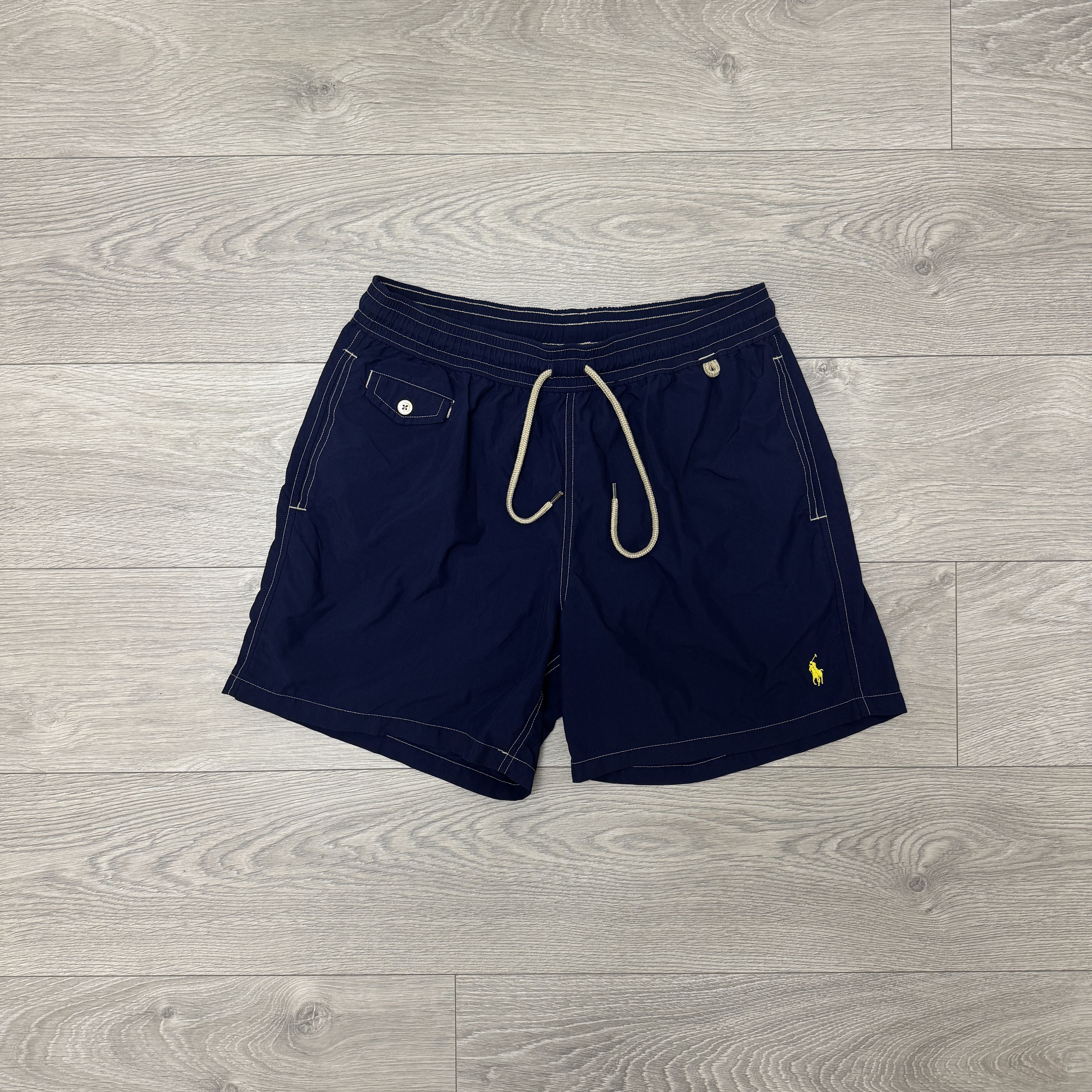 Polo Ralph Lauren Polo Ralph Lauren Nylon Swim Shorts Navy Yellow Logo Size US 32 / EU 48 - 1 Thumbnail