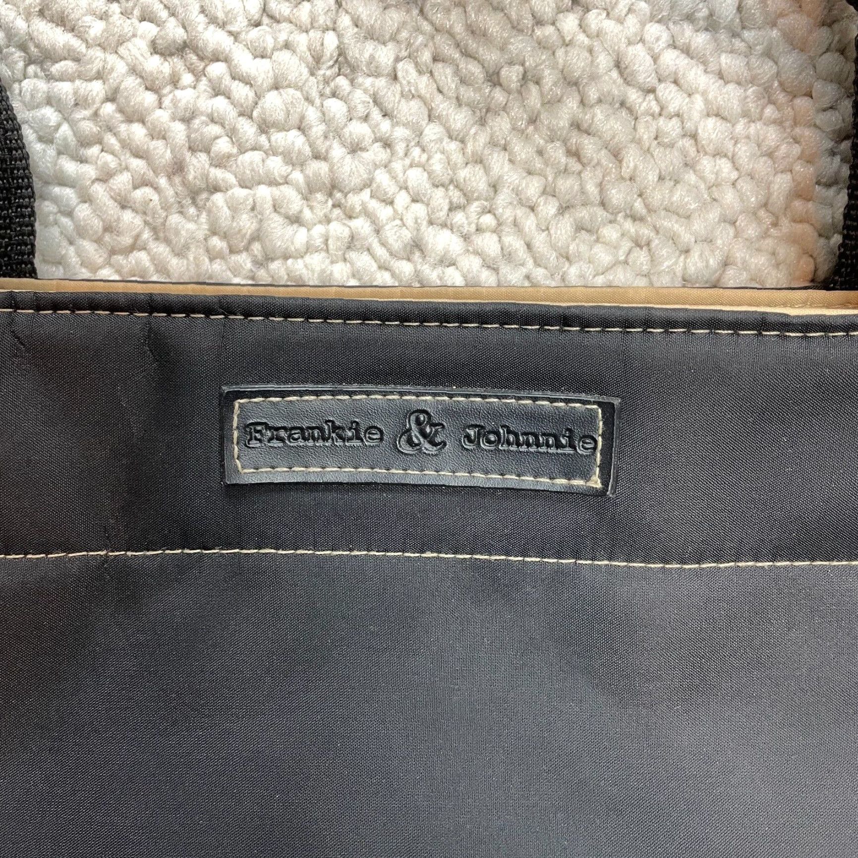 Vintage Frankie & Johnnie Hand Bag Top Handle Purse Black Nylon Lining Zip Pocket 12x17 Women Medium City Womens Size M / US 6-8 / IT 42-44 - 2 Thumbnail