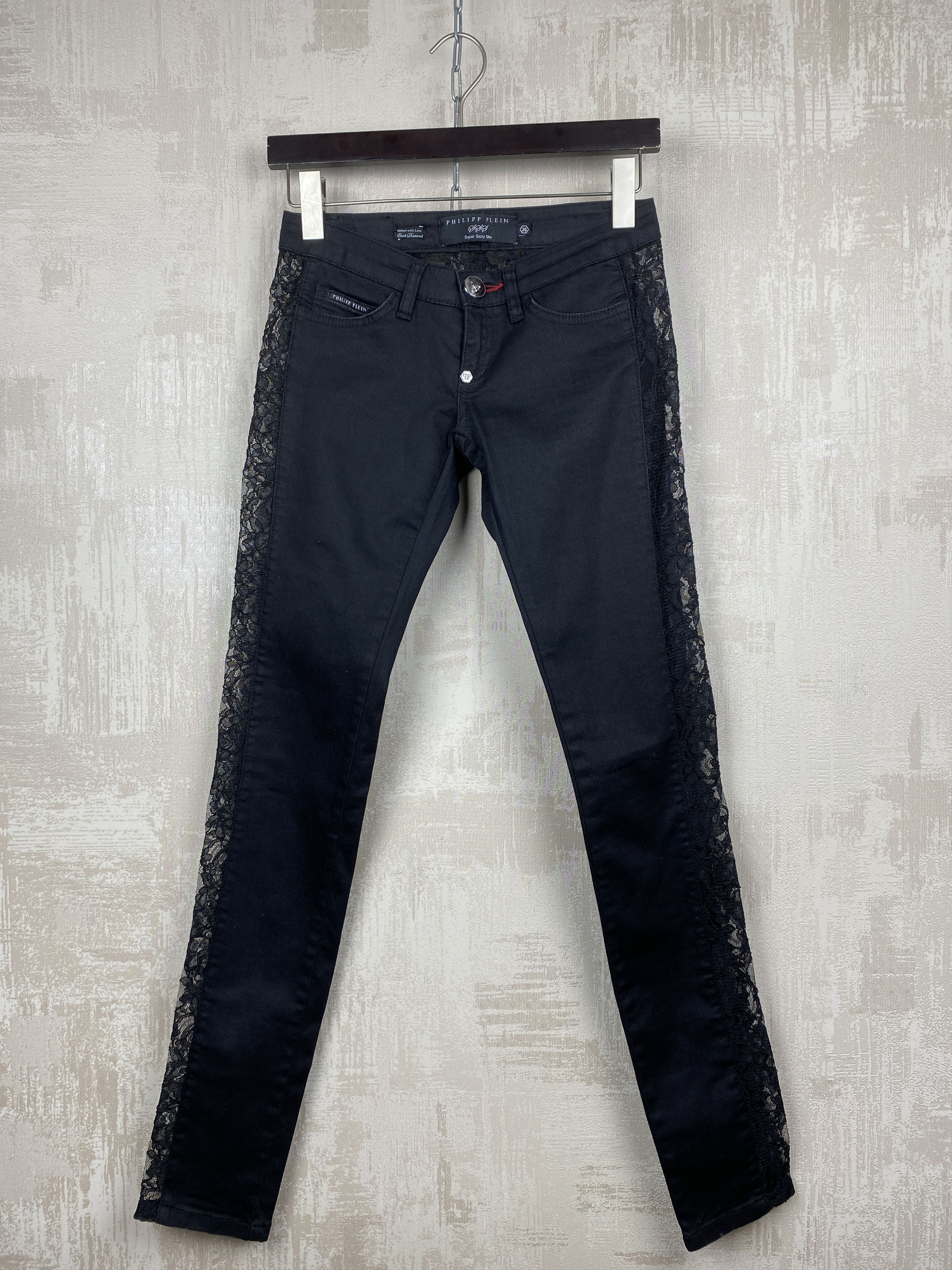 Philipp Plein Philipp Plein Black Diamond Y2K Lace Super Sexy Slim Jeans Size 26" / US 2 / IT 38 - 3 Thumbnail
