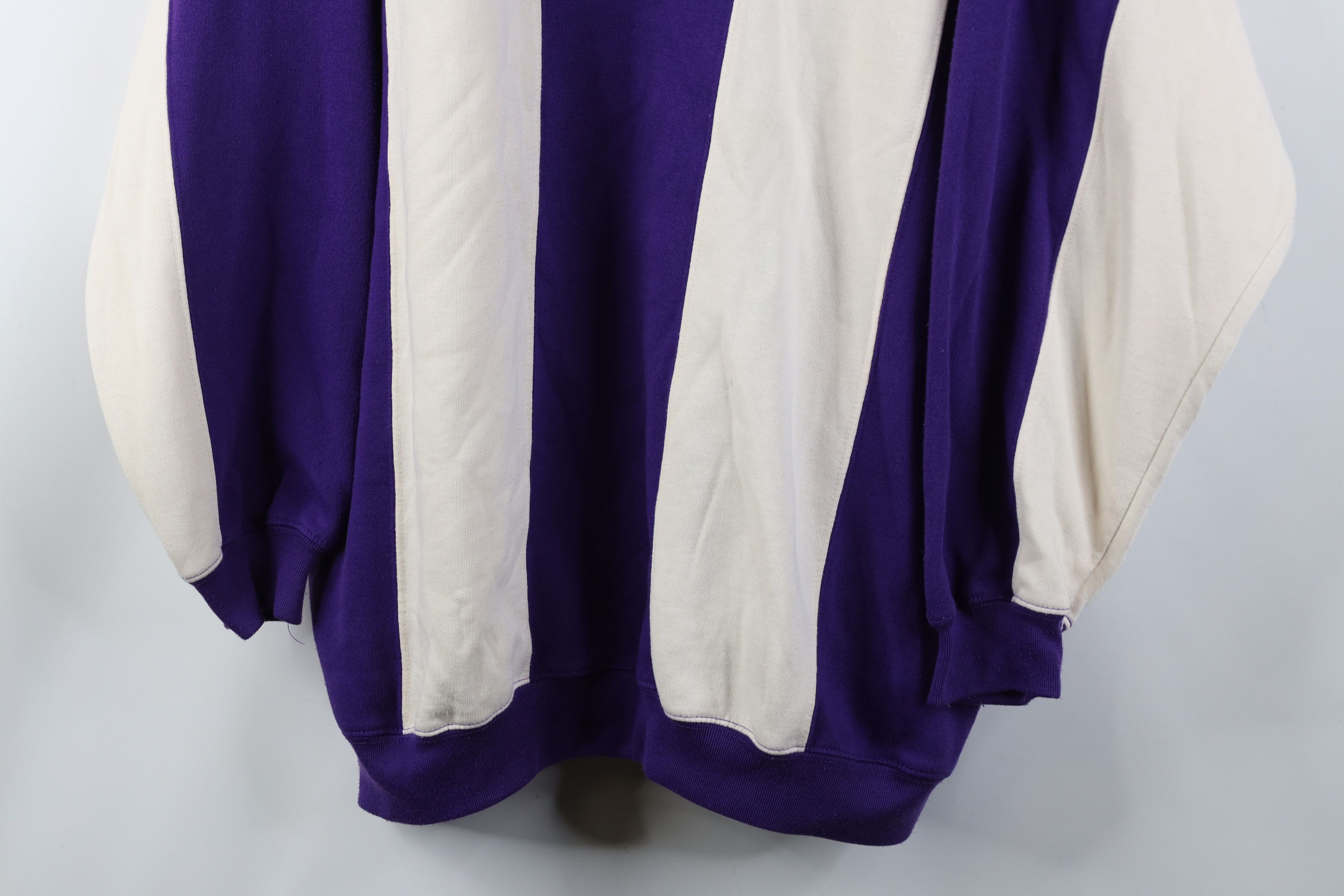Vintage Vintage 90s Streetwear Block Striped Collared Sweatshirt Size L / US 10 / IT 46 - 3 Thumbnail