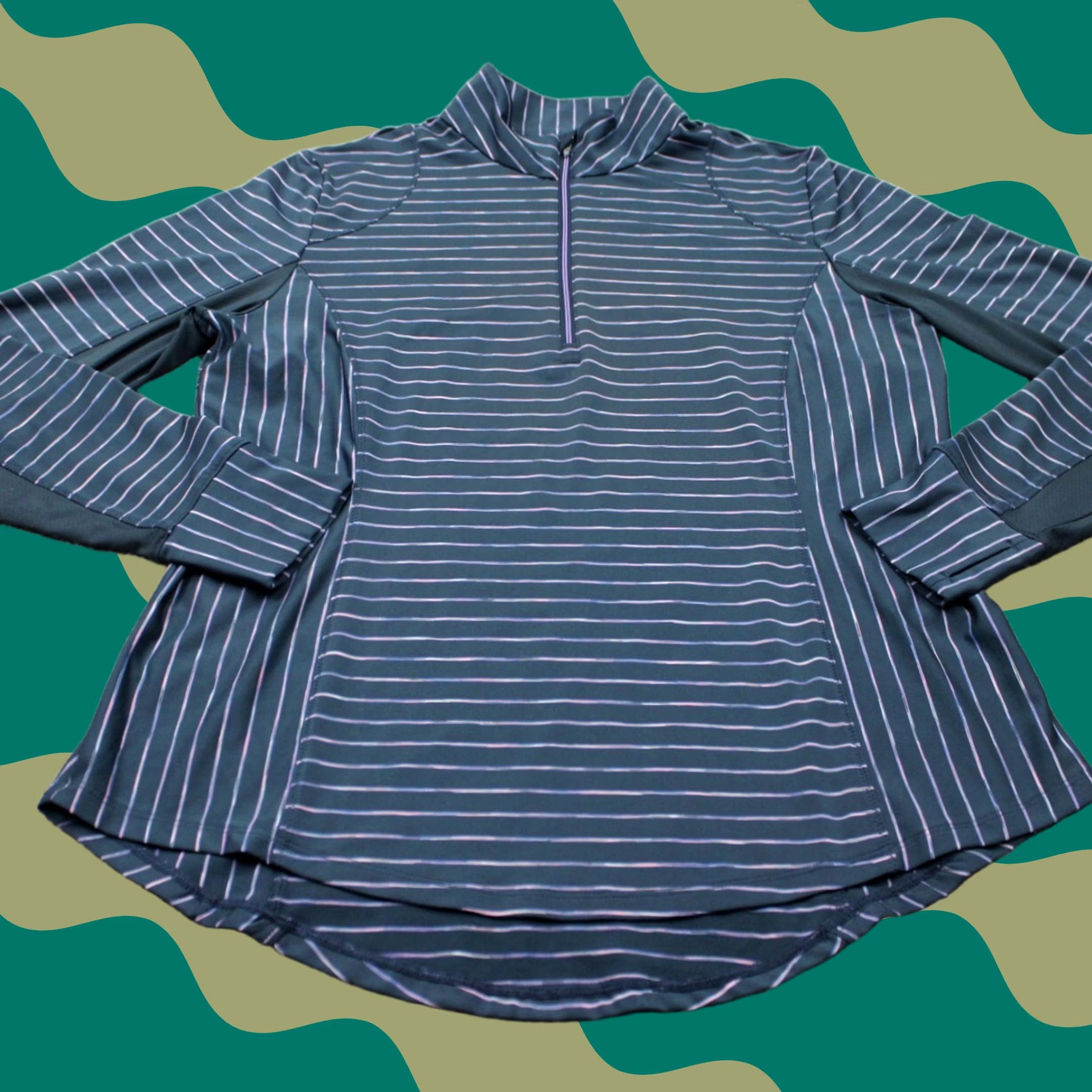 Vintage Zero Restriction Renae Zip Mock Sweatshirt Womens Large Gray/Pink L/S 1/4 Zip Size L / US 10 / IT 46 - 1 Thumbnail