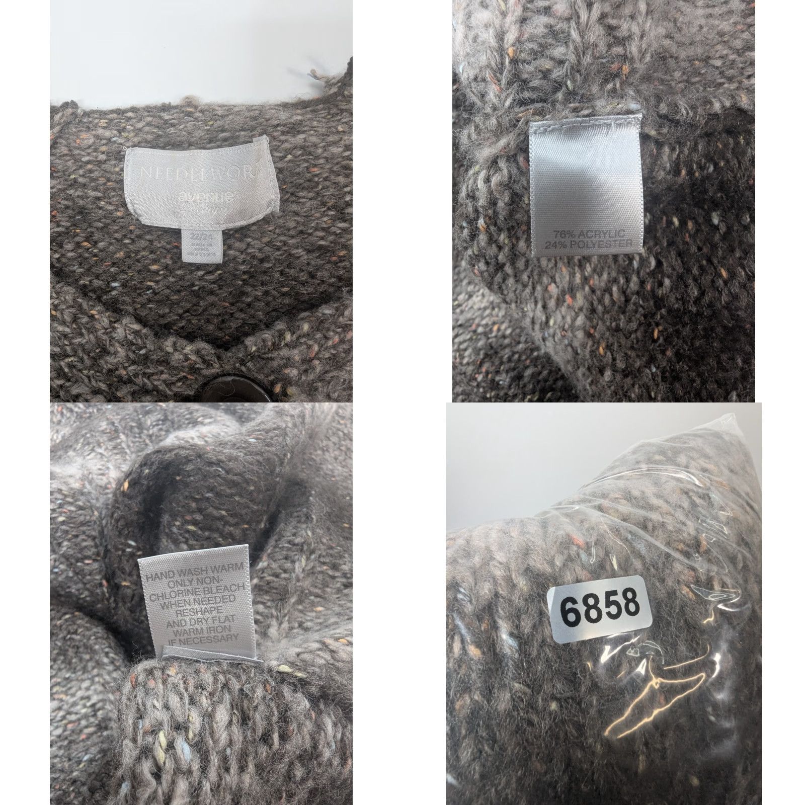 Avenue Avenue Cardigan Sweater One Button Plus Size 22/24 Brown Ombre Knit Crew Neck Long Sleeve Women Vintage: No Size 3XL / US 20-22 - 8 Thumbnail