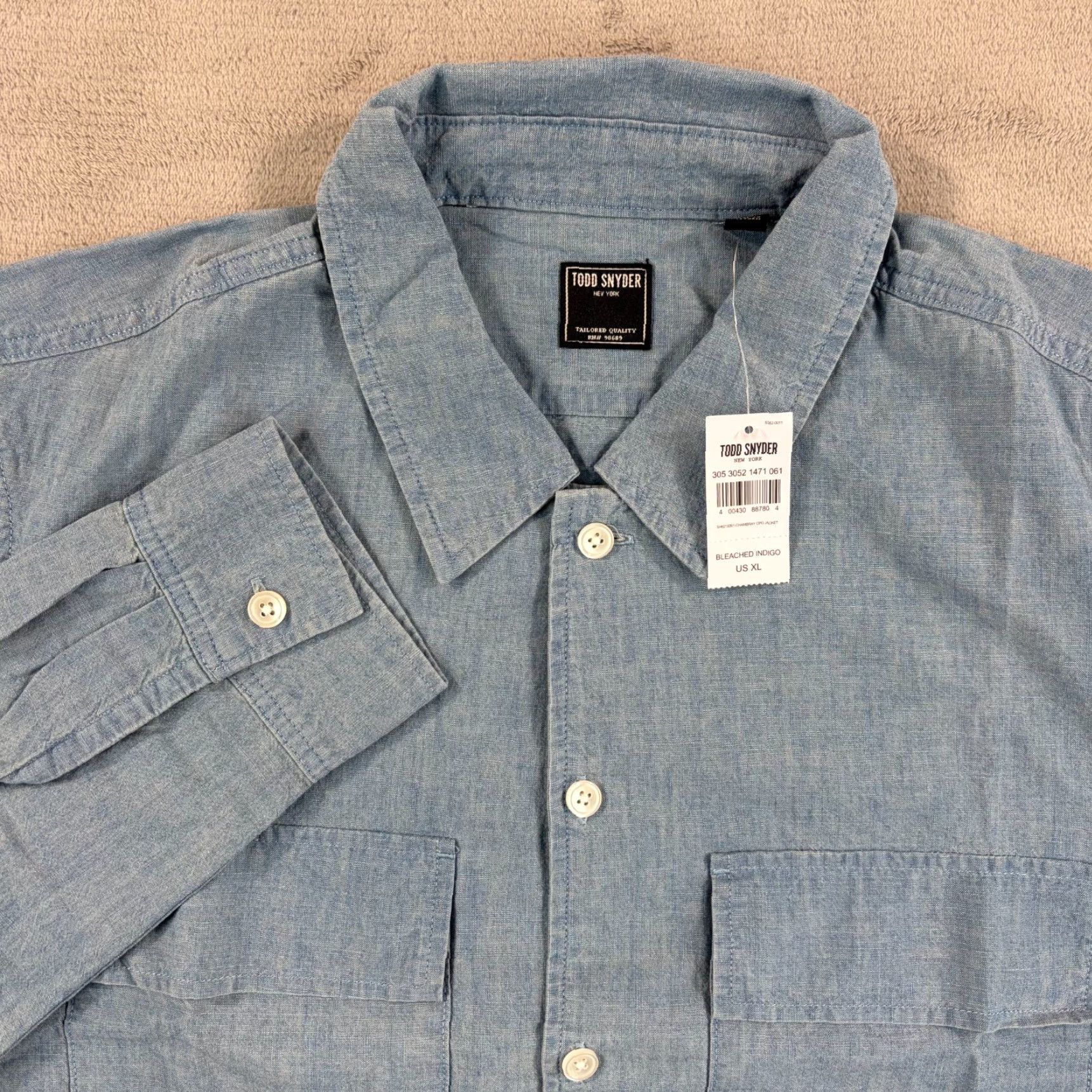 Todd Snyder Todd Snyder Relaxed Chambray CPO Overshirt Men XL NWT Bleached Indigo Button-Up Shirt Denim Blue Size US XL / EU 56 / 4 - 3 Thumbnail