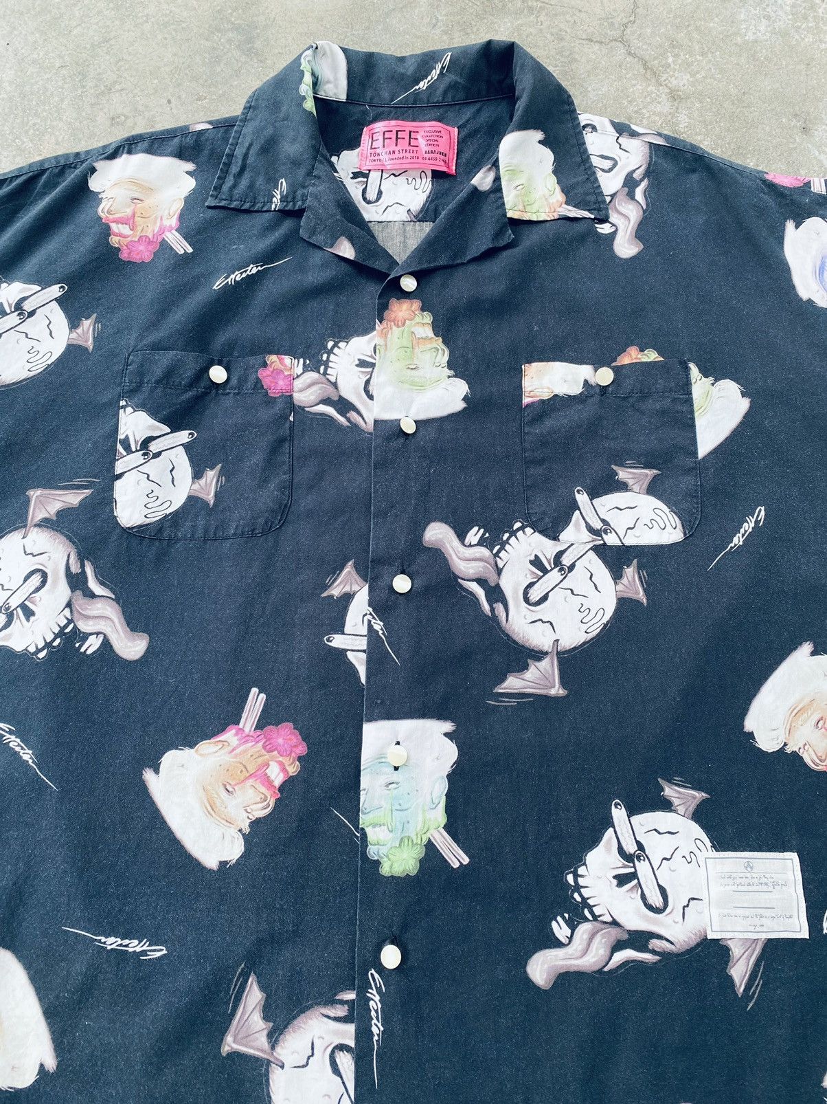 Japanese Brand Vintage Effe Harajuku Printed Open Collar Button Ups Size US XL / EU 56 / 4 - 5 Thumbnail