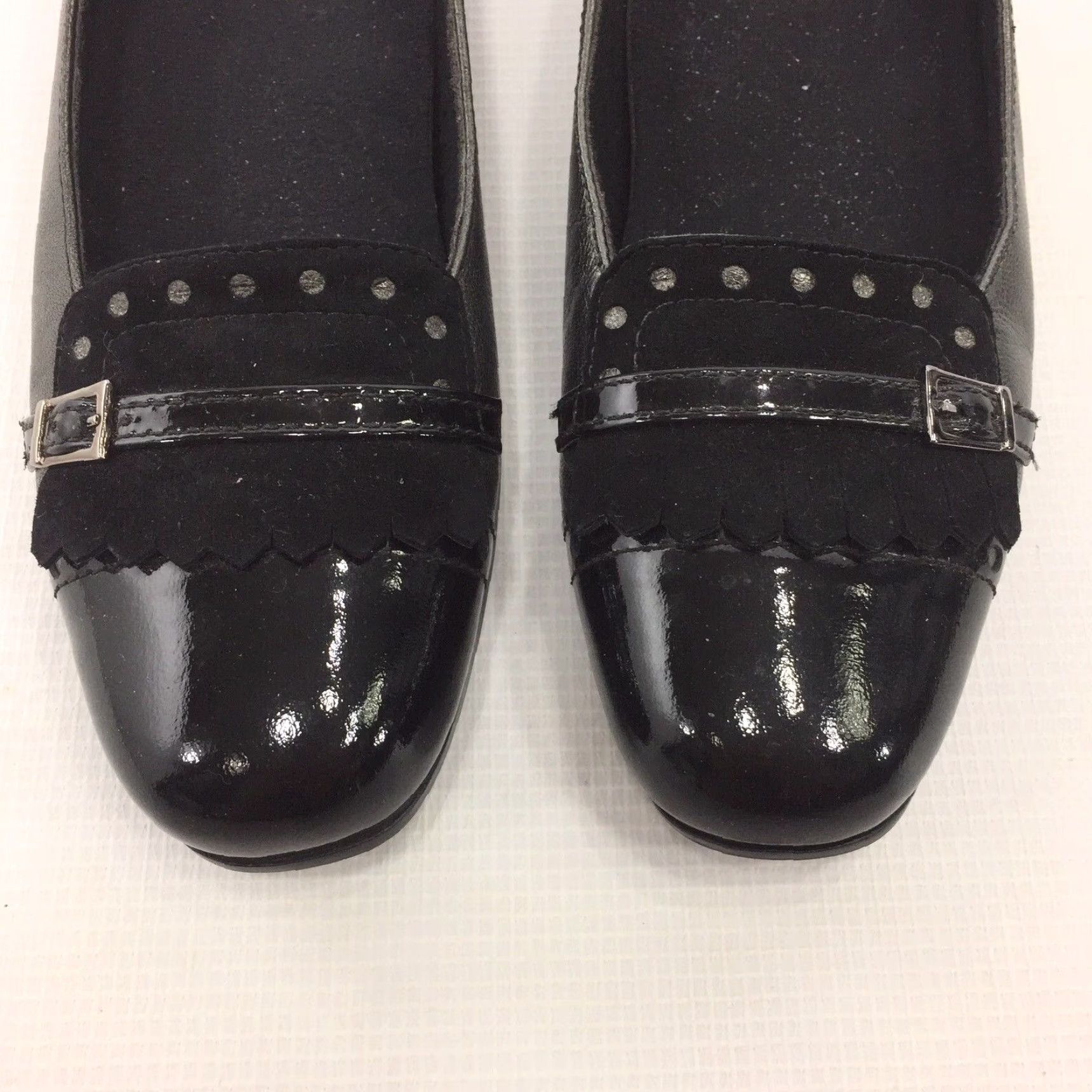Vintage MUNRO American Womens Flats Black 6M Patent Cap Toe Kiltie Leather Ballet Flat Womens Shoes Size ONE SIZE - 4 Thumbnail