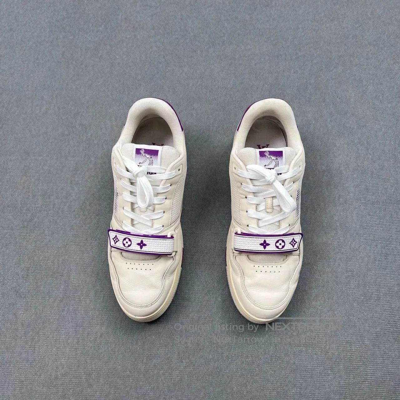 Louis Vuitton Louis Vuitton White Purple Trainer Velcro Sneakers. Size US 10 / EU 43 - 2 Thumbnail