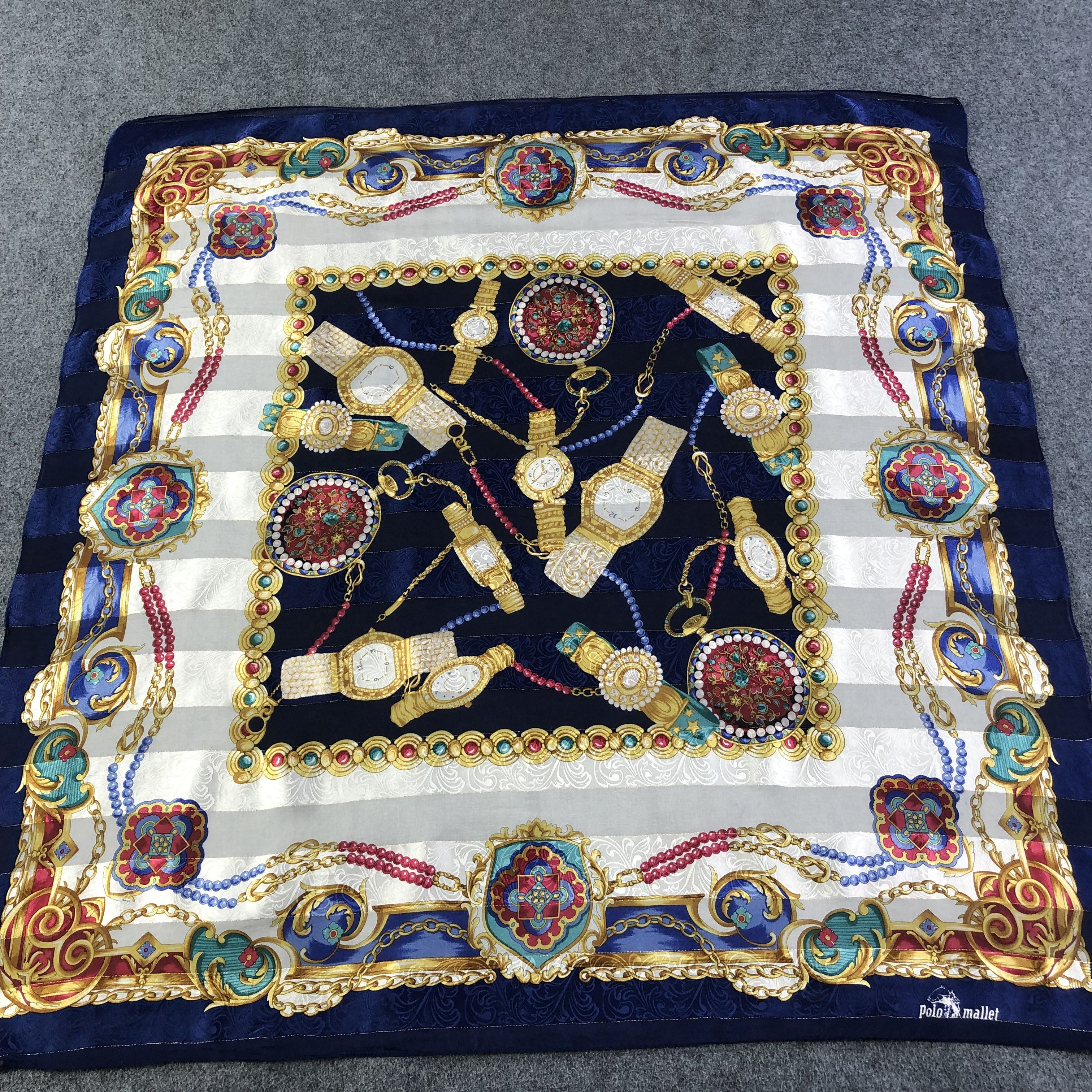 Vintage Polo Mallet Luxury Silk Scarf M660 Size ONE SIZE - 1 Thumbnail