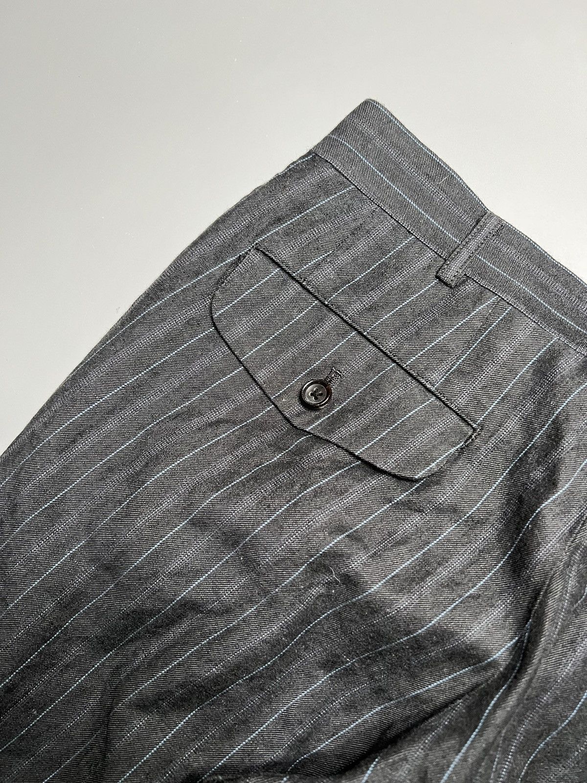Comme des Garcons Homme CDG homme Pinstripe Fold Hem Wool Trouser Size US 32 / EU 48 - 6 Thumbnail