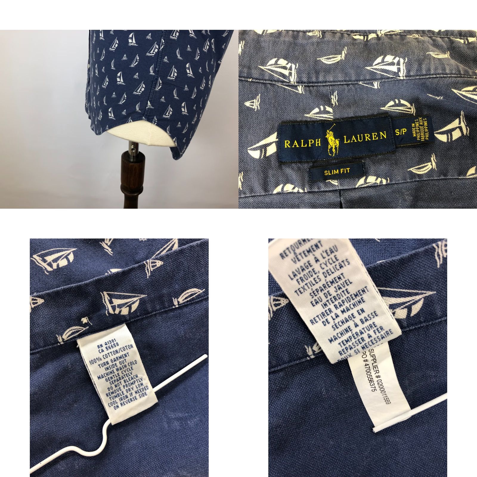 Ralph Lauren Ralph Lauren Shirt Cotton Blue Men S Patterned Button-Up Short Sleeve Geometric Vintage? No Size US S / EU 44-46 / 1 - 8 Thumbnail