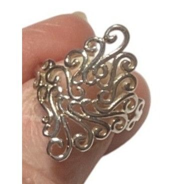 Other .925 Sterling Silver Ring W/Intricate Filigree Swirl Design Size ONE SIZE - 2 Thumbnail