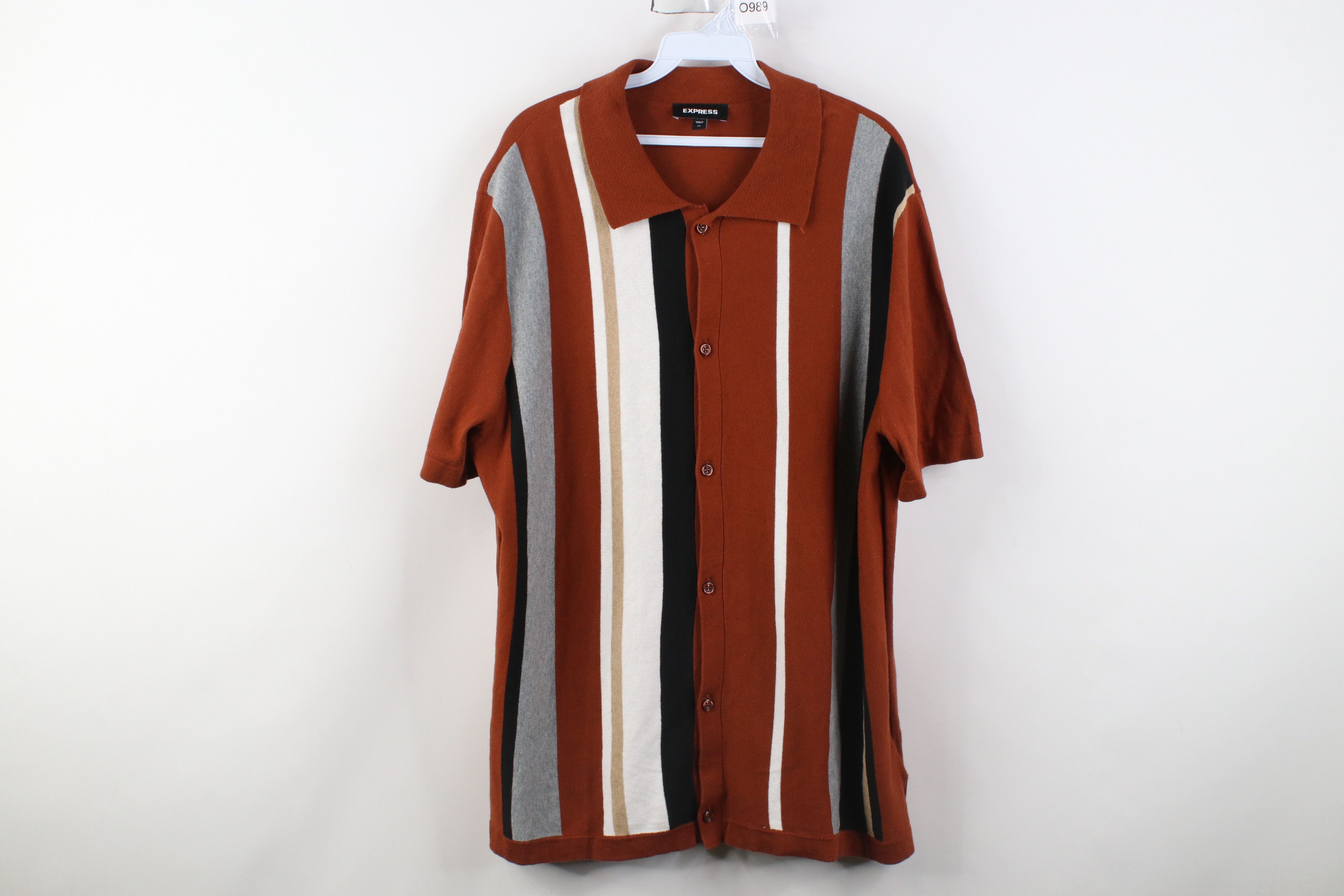Express Express Rockabilly Panel Color Block Collared Button Shirt Size US XL / EU 56 / 4 - 1 Thumbnail