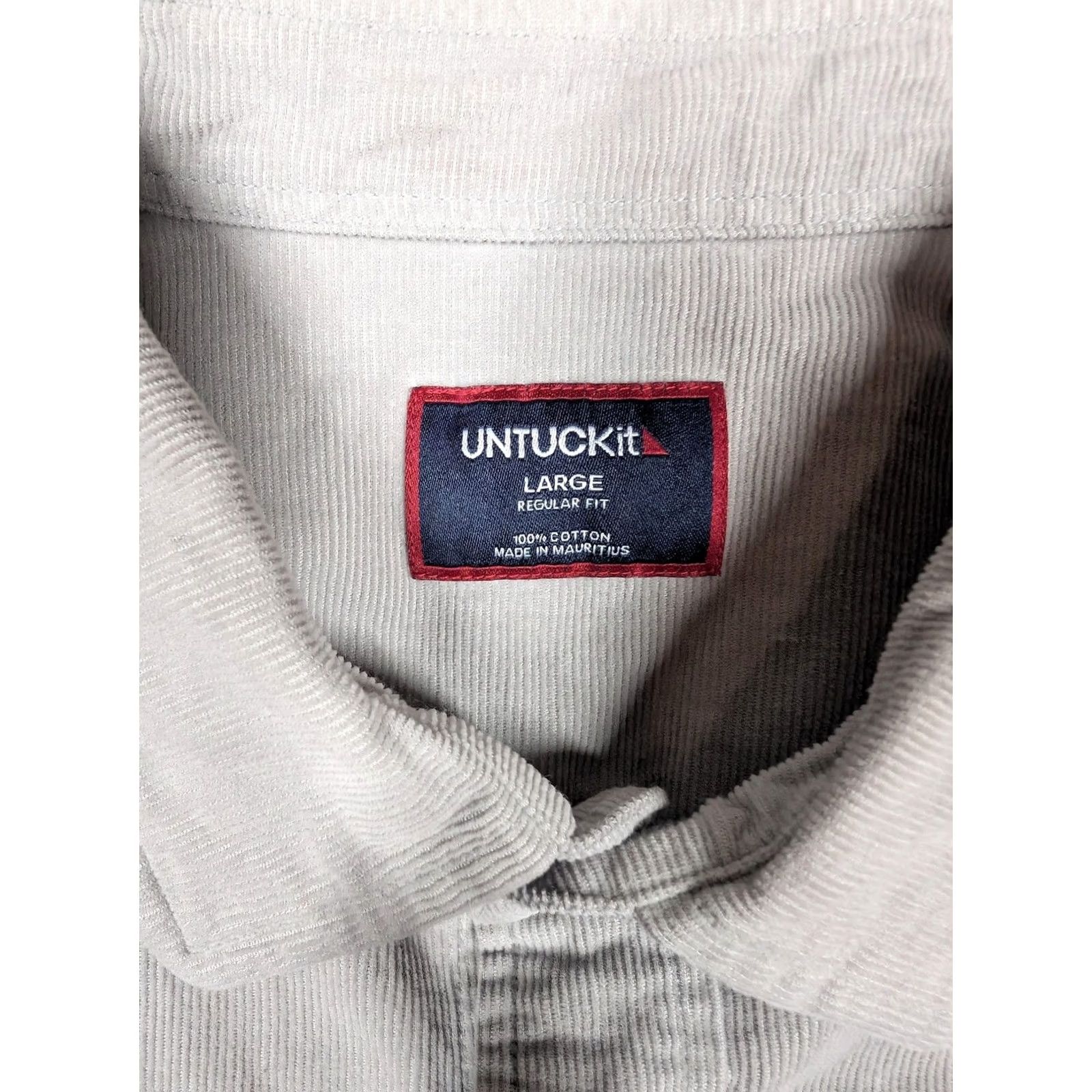 UNTUCKit UNTUCKit Caprine Shirt Mens Large Gray Corduroy Long Sleeve Button Front Size US L / EU 52-54 / 3 - 5 Thumbnail