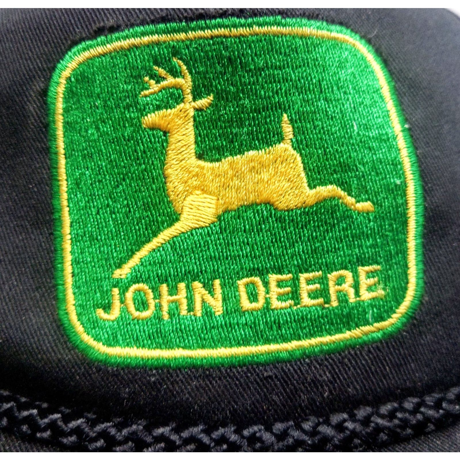 John Deere VINTAGE John Deere Patch Cord Snapback Hat Cap Trucker Hat Men Adjustable Black Canvas USA 80s 90s Farm Agriculture Size ONE SIZE - 2 Thumbnail