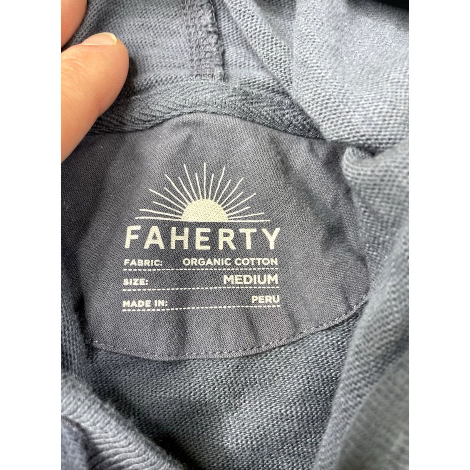 Faherty Faherty Sunwashed Hoodie Sweatshirt Men's Medium Navy Blue Organic Cotton Size US M / EU 48-50 / 2 - 6 Thumbnail