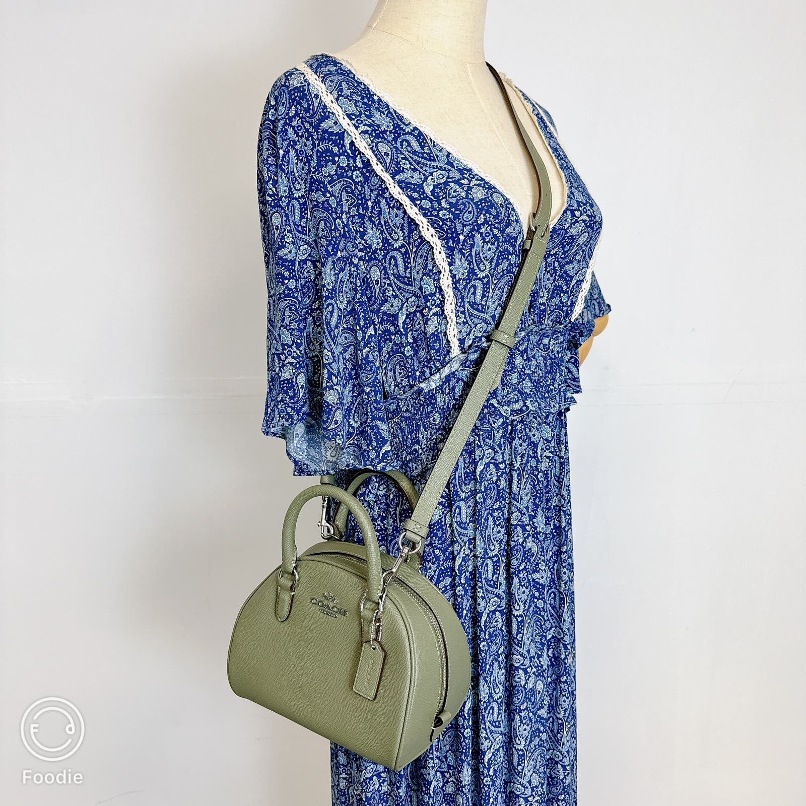 image of Coach Ca202 Sydney Satchel In Dark Sage in Green, Women's