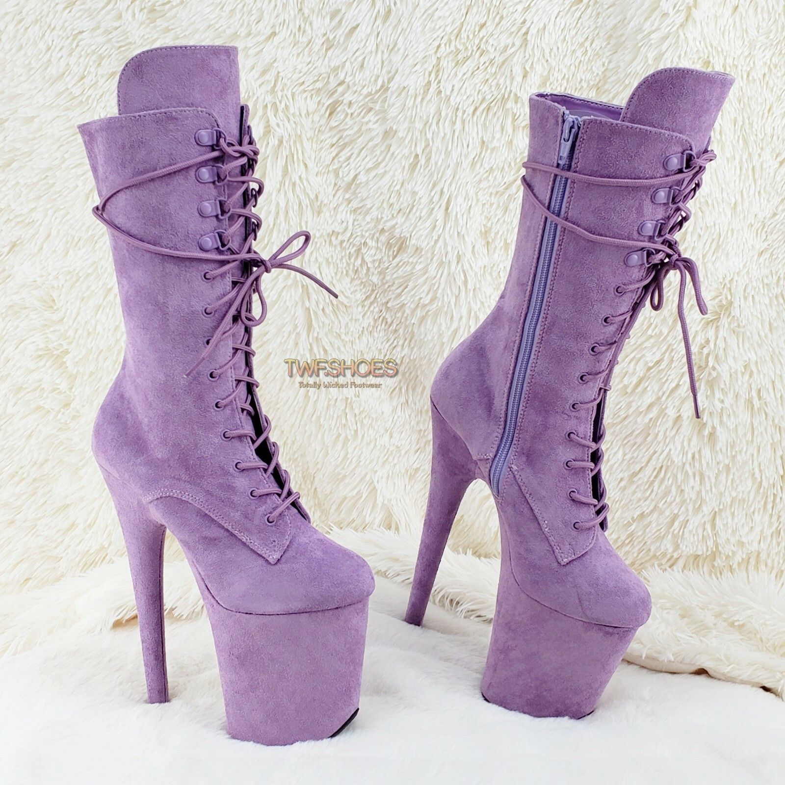 Other Flamingo 1050FS Lilac Purple V-Suede 8" Heel Platform Mid Ca Size US 9 / IT 39 - 1 Thumbnail