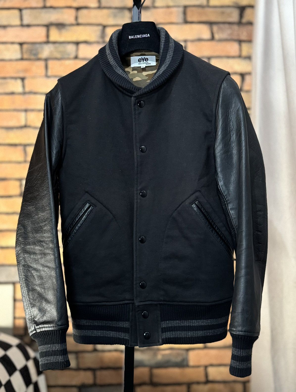 Junya Watanabe $1286 STADIUM VARSITY BASEBALL JACKET LEATHER SLEEVE BLACK Size US M / EU 48-50 / 2 - 2 Thumbnail