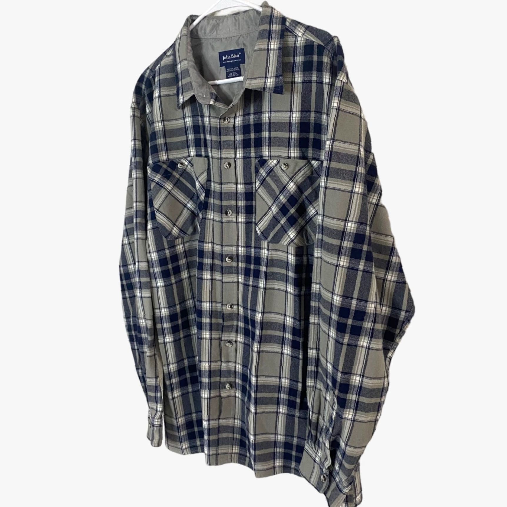 Blair VINTAGE John Blair Button Up Flannel Shirt Long Sleeve Plaid Blues Gray Mens XL Size US XL / EU 56 / 4 - 2 Thumbnail