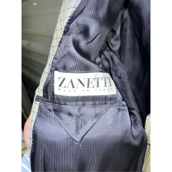Zanetti Zanetti Tan & Blue Made in Italy Super 100s 3 Button Blazer ...