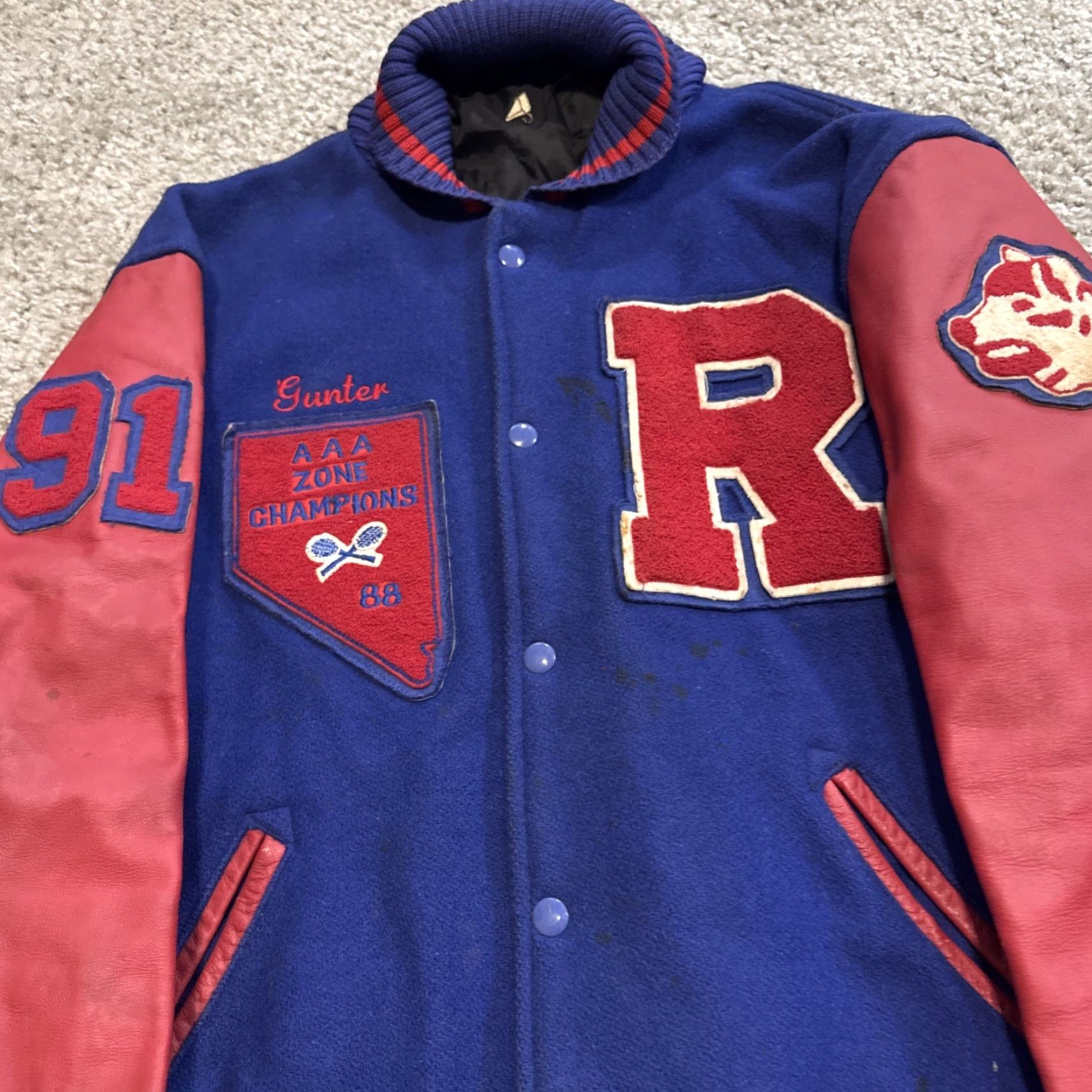 Vintage VINTAGE 1988 Arizona Tennis Champions Letterman Varsity Jacket XL Red Blue “R” Men Size US XL / EU 56 / 4 - 7 Thumbnail