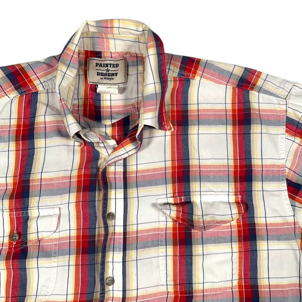 Wrangler VINTAGE Wrangler Shirt Adult LARGE White Red Madras Plaid Painted Desert Y2K Size US L / EU 52-54 / 3 - 2 Thumbnail