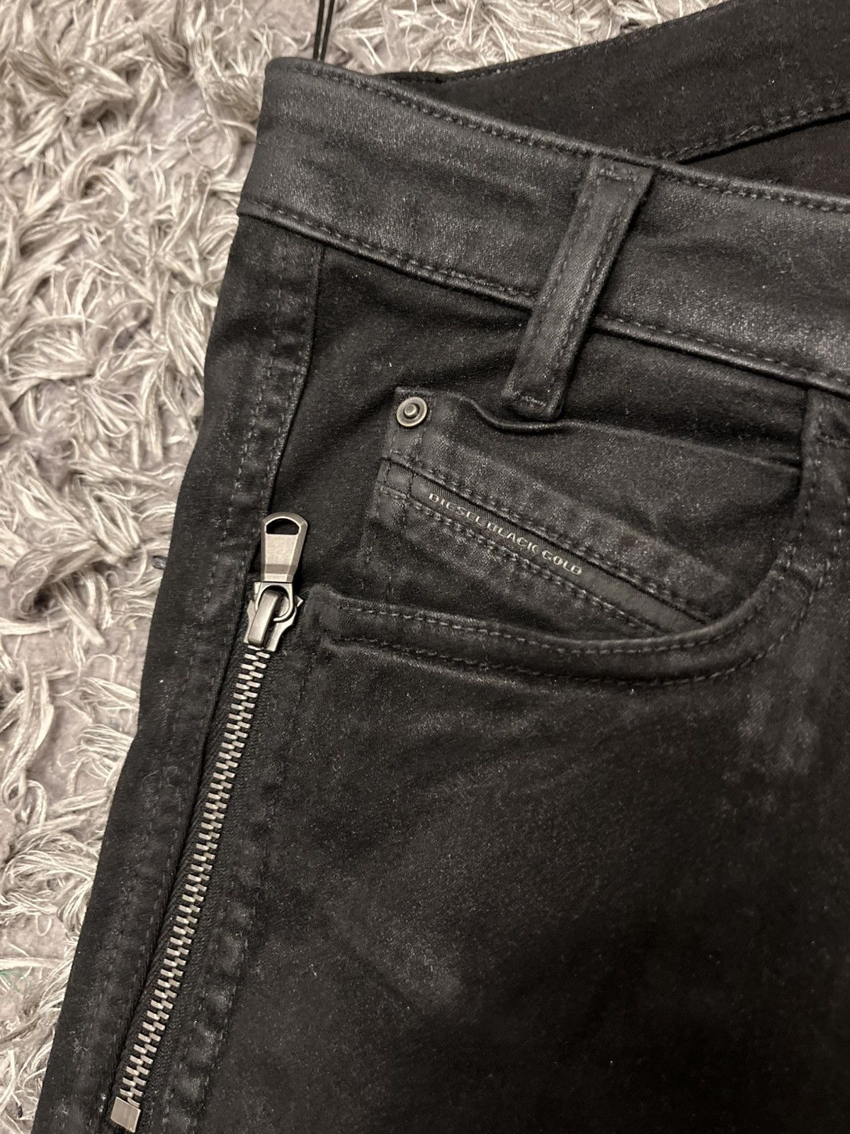 Archive avant garde waxed biker pants diesel black gold