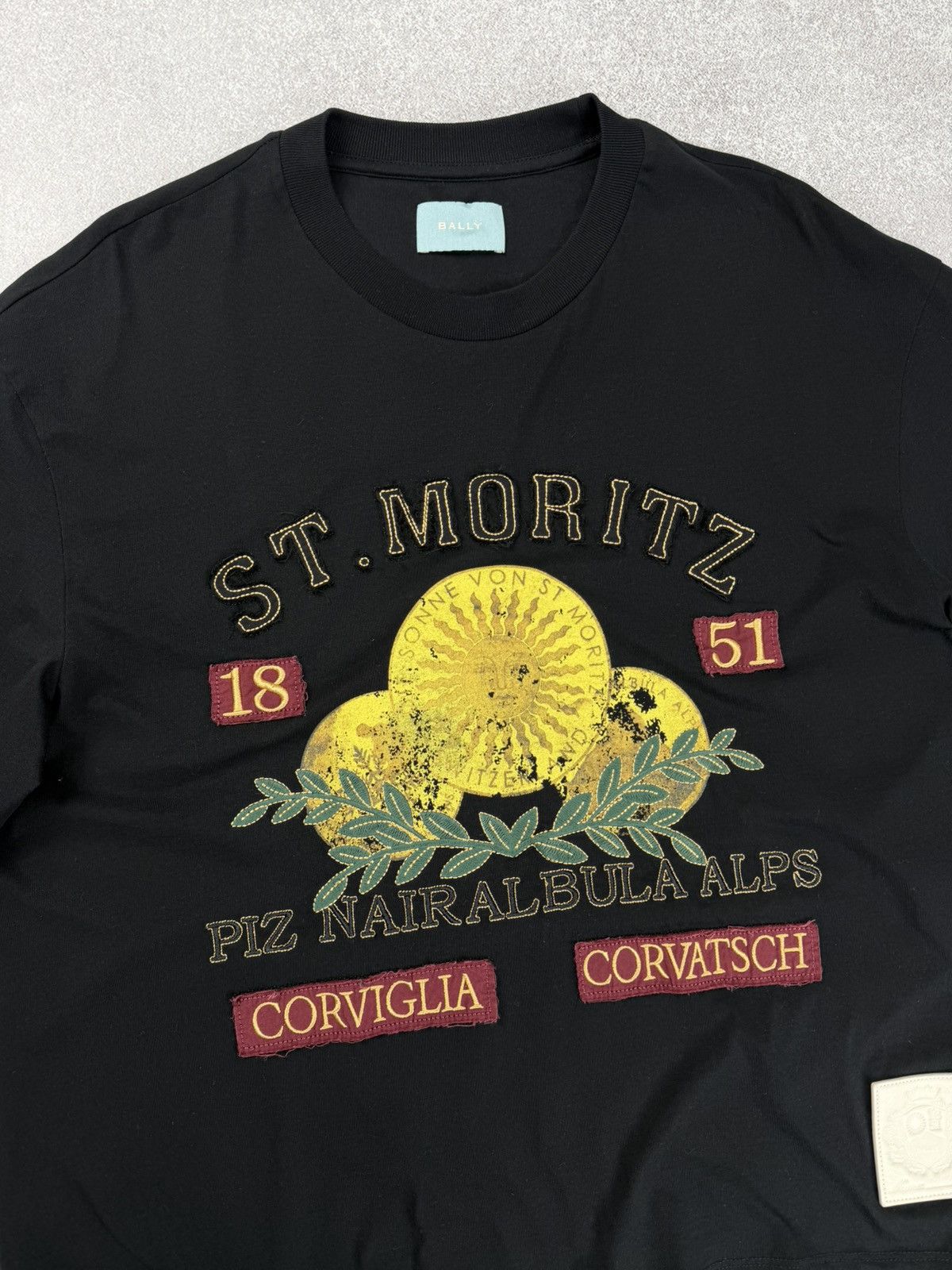 Bally Bally St Moritz Graphic T-Shirt Lambskin Patch Black S/M Size US S / EU 44-46 / 1 - 3 Thumbnail