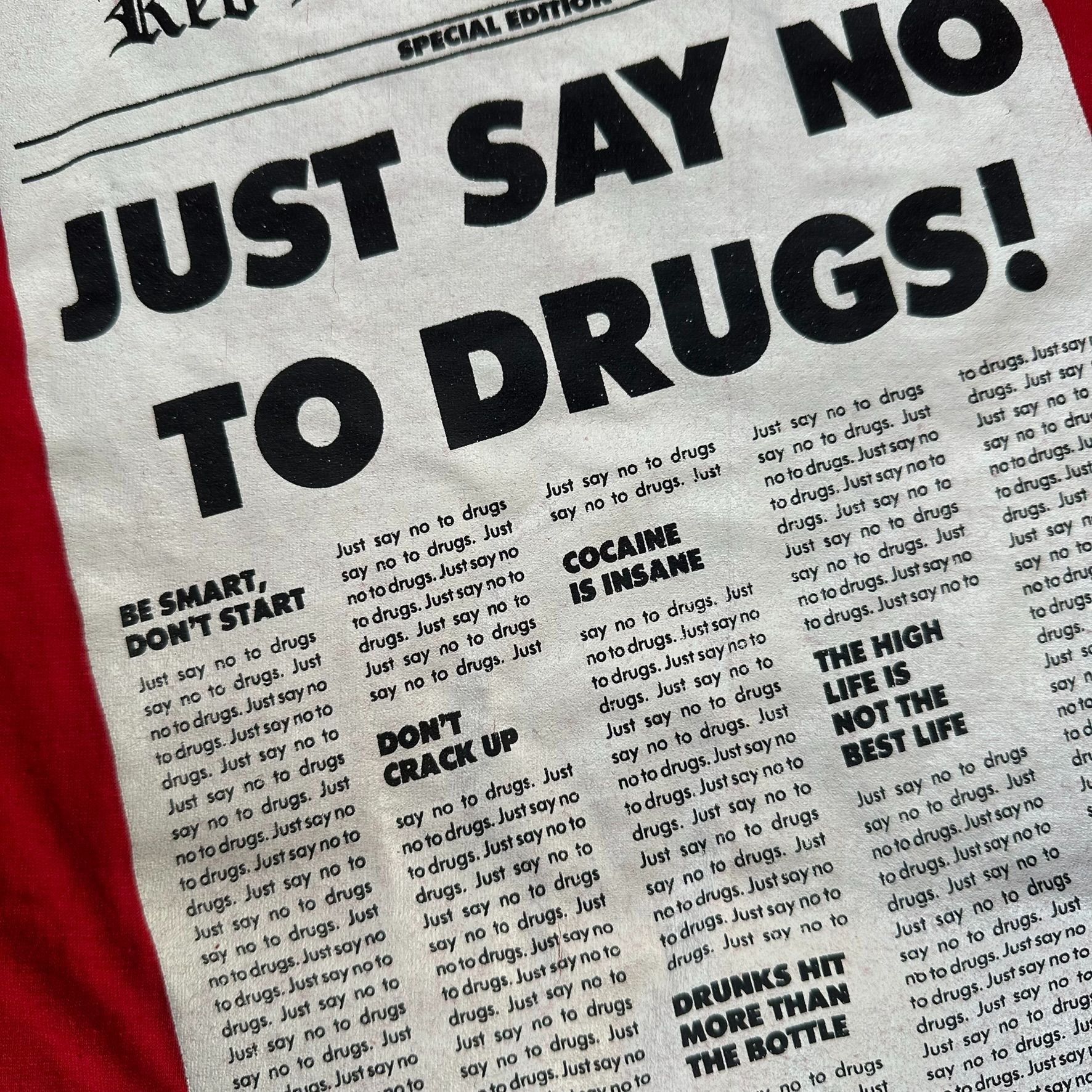 Vintage Vintage 80s Say No To Drugs T-Shirt Single Stitch Red L/XL I Size US XL / EU 56 / 4 - 3 Thumbnail