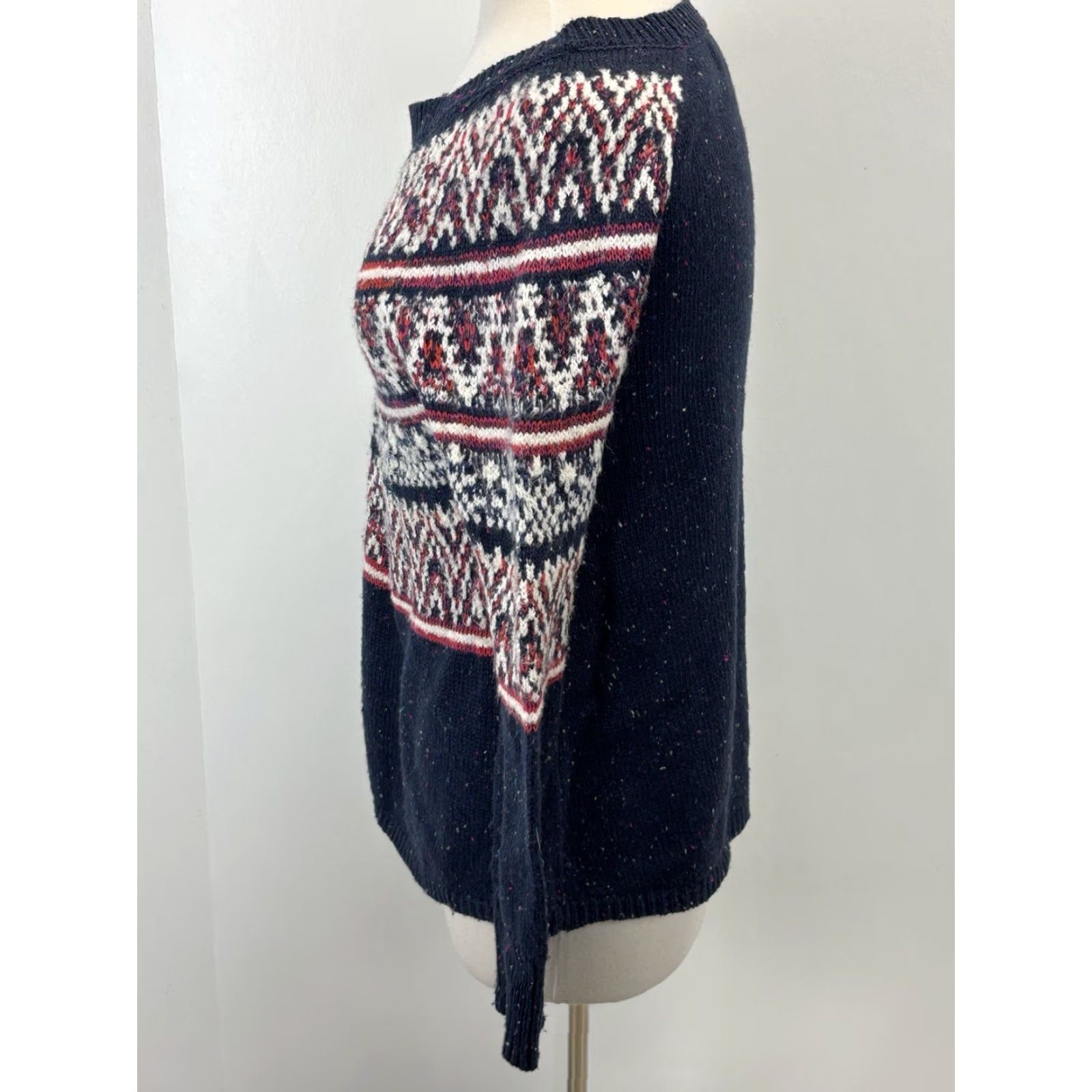 Vintage Natural Reflection Sweater Women’s Small Navy Knit Fair Isle Pullover Size S / US 4 / IT 40 - 2 Thumbnail