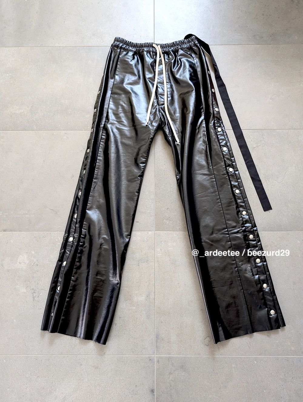 Rick Owens Drkshdw *NEW* PUSHER PANTS BLACK COATED $1,530 Size US 30 / EU 46 - 1 Thumbnail