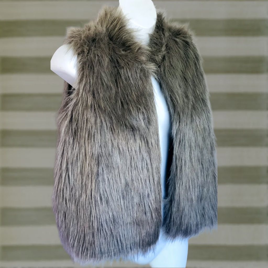 Vintage Love by Chesley Vest S Gray Faux Fur Sleeveless Pockets NWT Glam Punk Y2K 90s Size S / US 4 / IT 40 - 1 Thumbnail