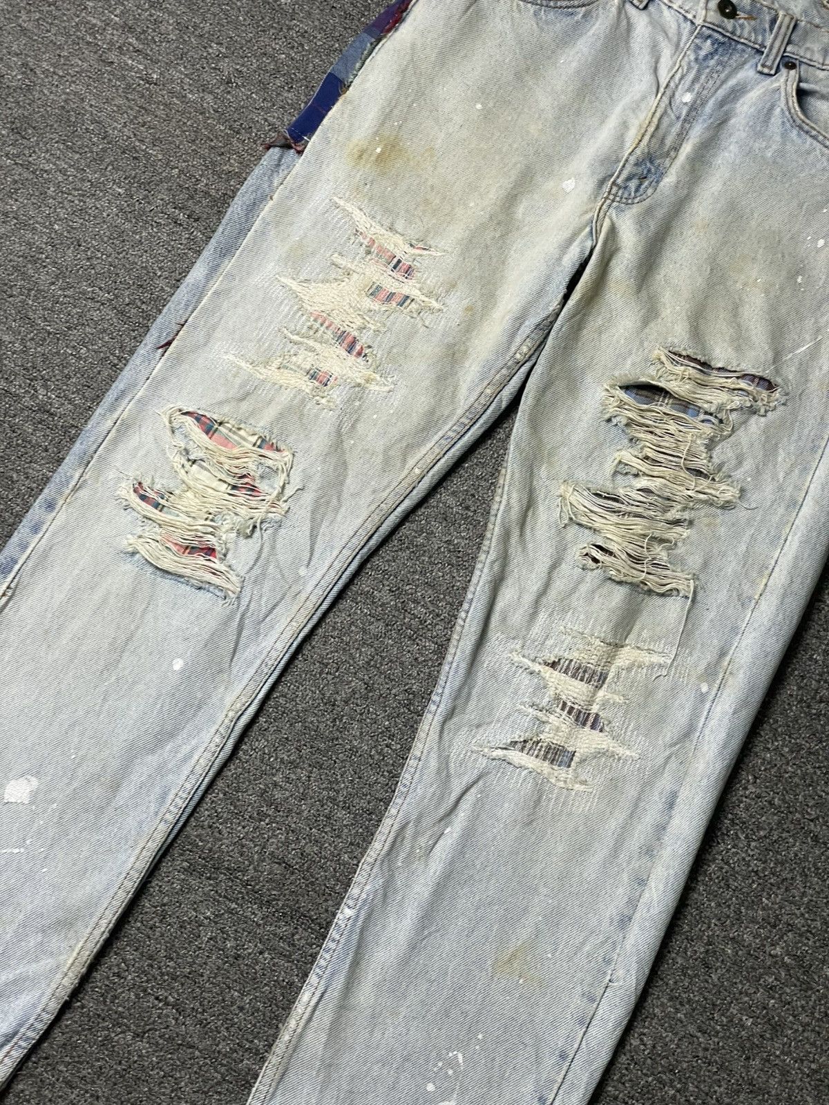 Japanese Brand × Vintage Japanese Brand Custom Patchwork Ripped Jeans (104) Size US 31 - 2 Thumbnail