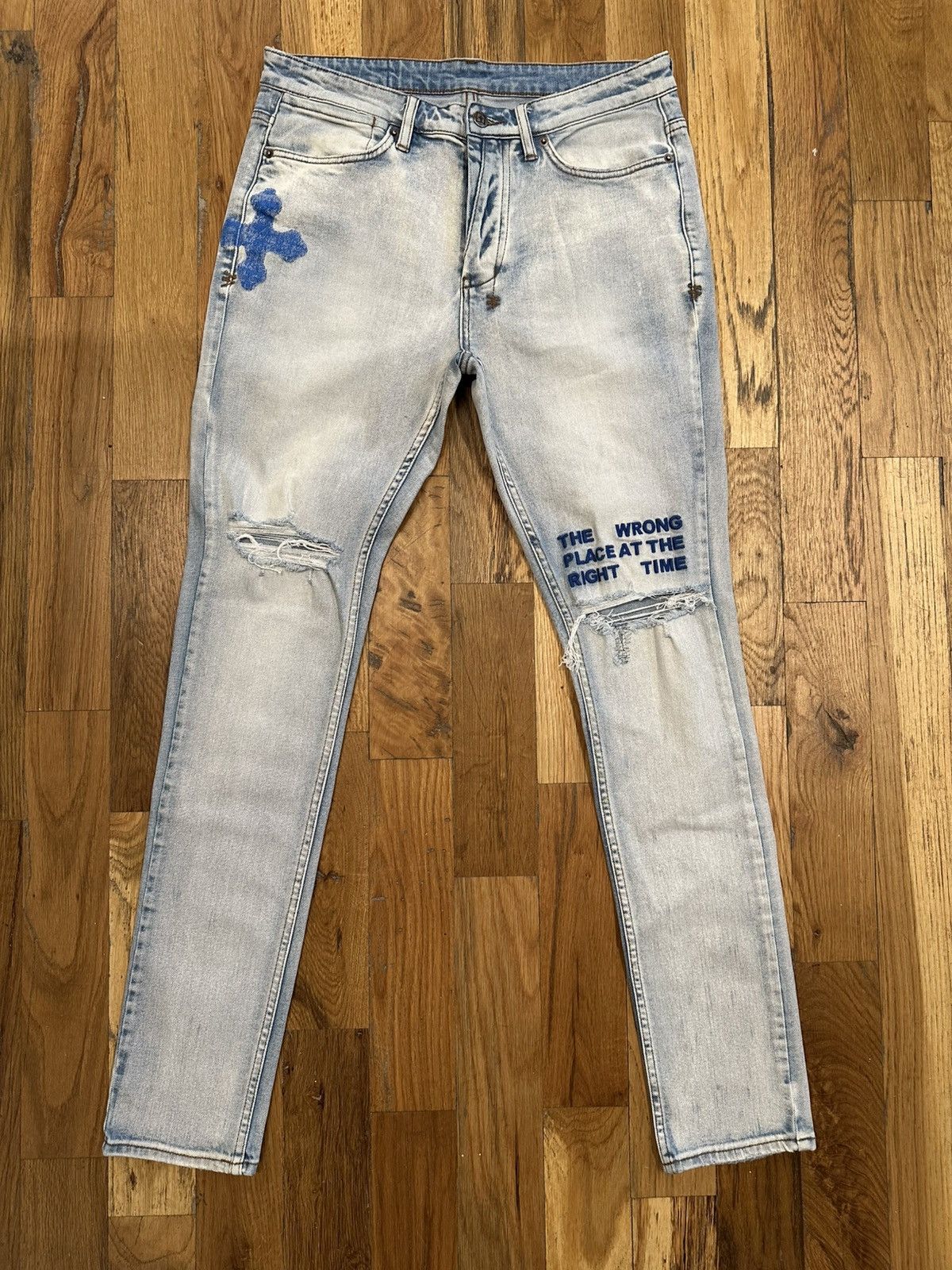 Ksubi Ksubi Knee Rip Blue Spell Light Blue Denim Jeans Size 33 Size US 33 - 1 Thumbnail