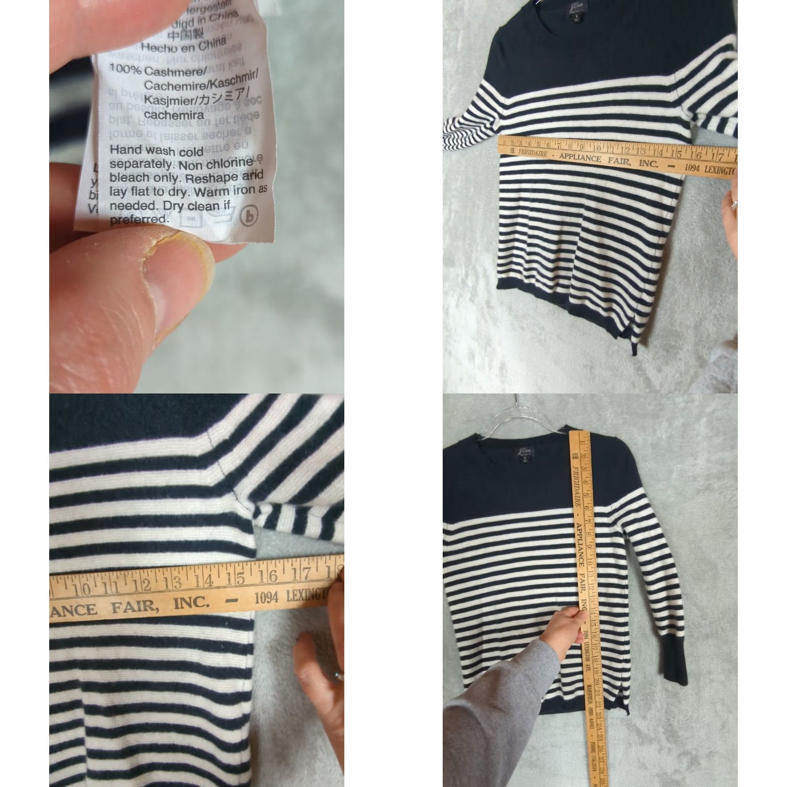 J.Crew J.CREW Women S Blue White Striped 100% Cashmere Sweater Pullover nautical Size S / US 4 / IT 40 - 8 Thumbnail