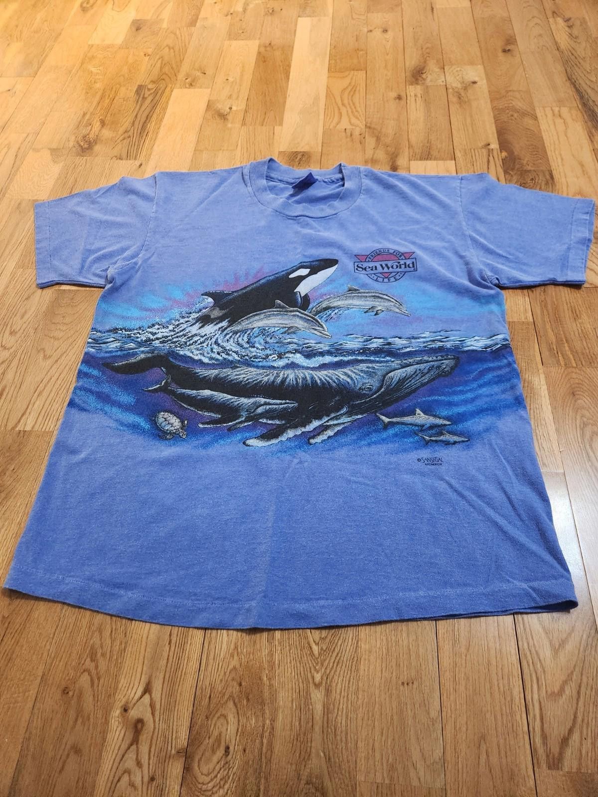 Designer Vintage Sea World Orca T-Shirt Men's Large Size US L / EU 52-54 / 3 - 1 Thumbnail