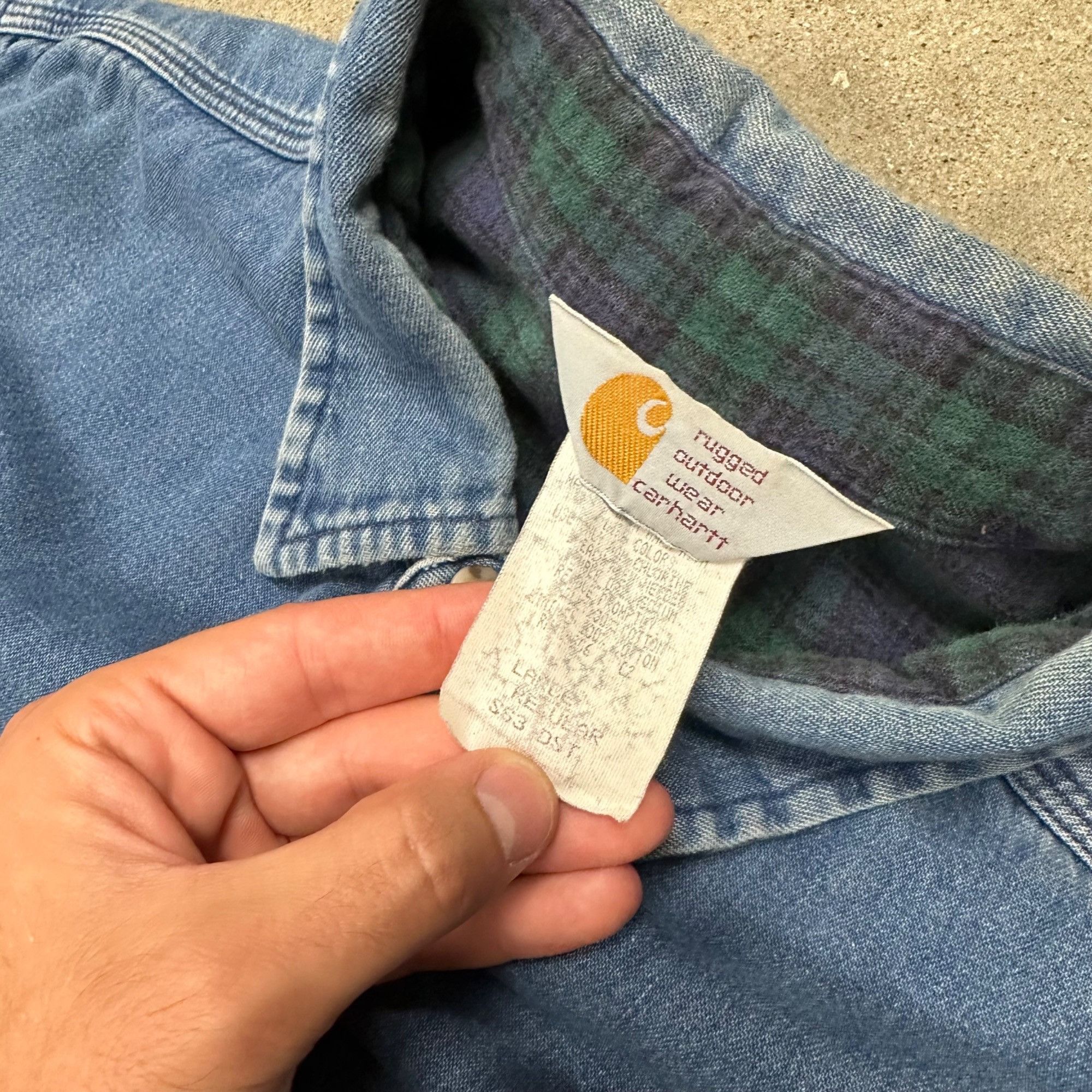 Carhartt × Vintage Vintage 90s Carhart Denim Button Up Flannel Lined Shirt Size US XL / EU 56 / 4 - 2 Thumbnail