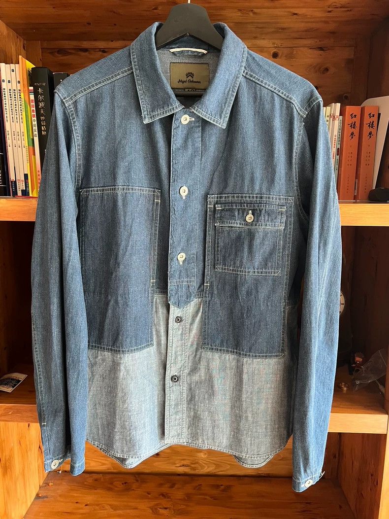 Nigel Cabourn Nigel Cabourn Indigo Patchwork Workwear Shirt - dmc Size US XL / EU 56 / 4 - 1 Thumbnail