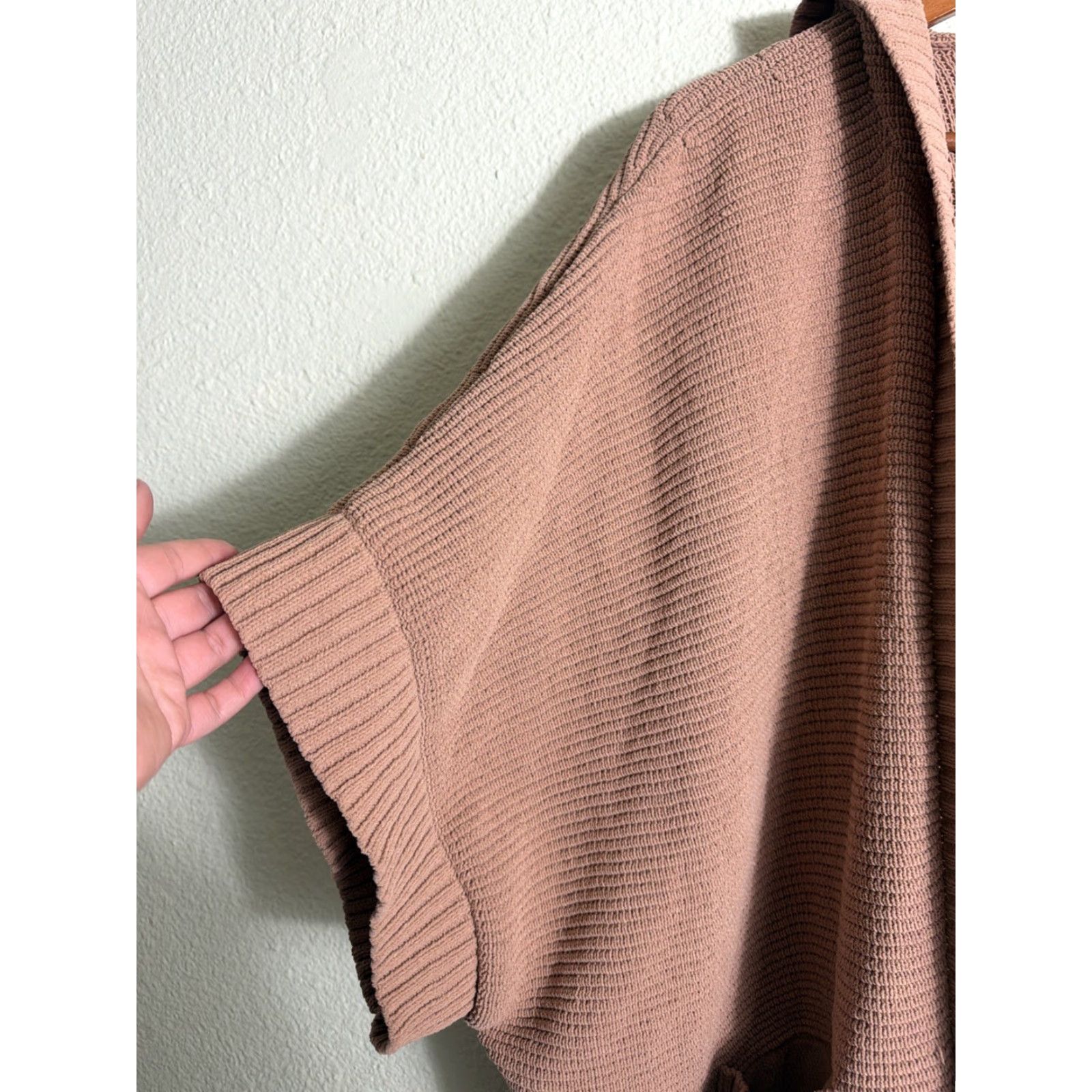 Vintage Aerie Cardigan Shirt Womens Sleeveless Hooded Taupe Pockets XL Beige Polyester Size XL / US 12-14 / IT 48-50 - 2 Thumbnail
