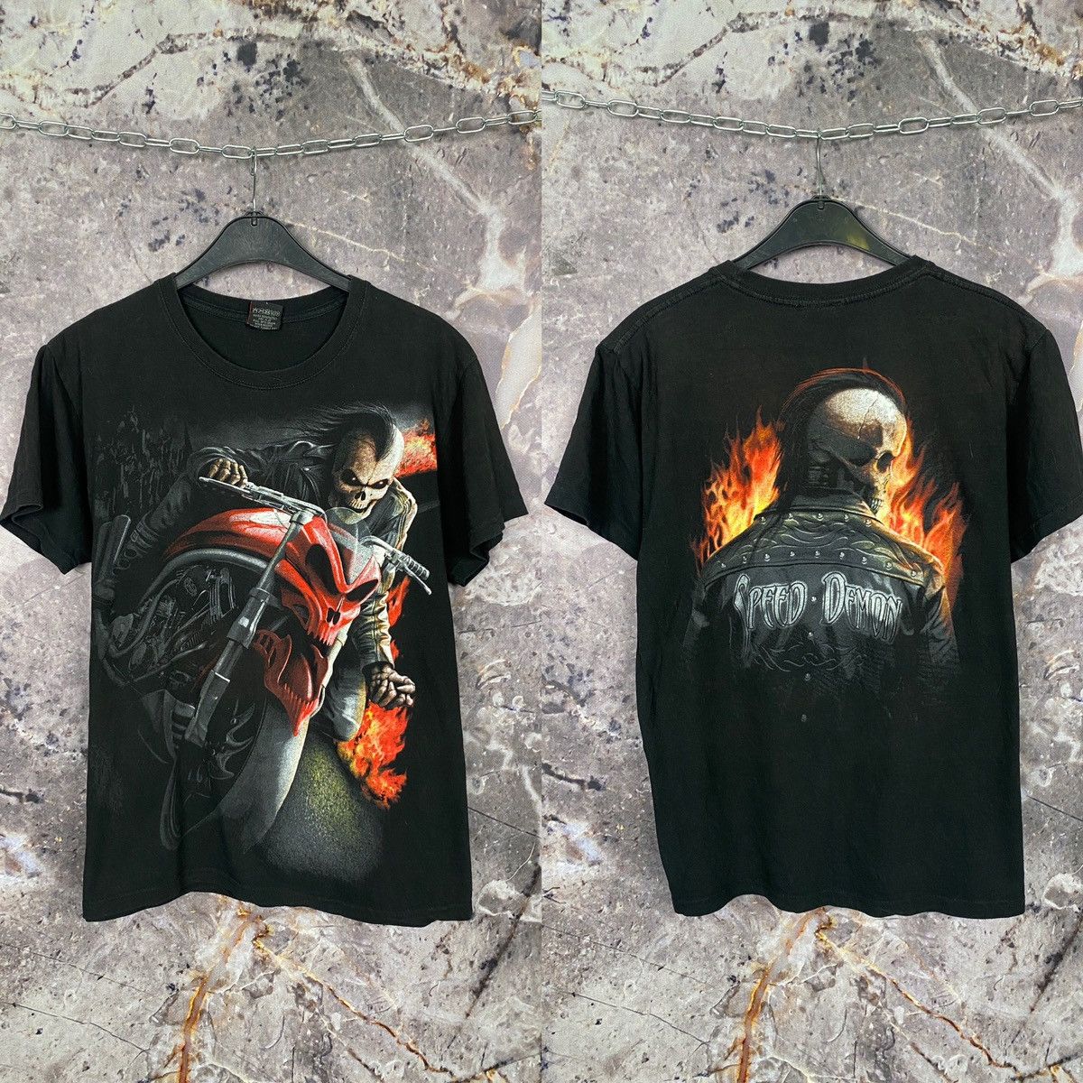 Men’s Spiral T-Shirt Ghost Rider Vintage Size L Large