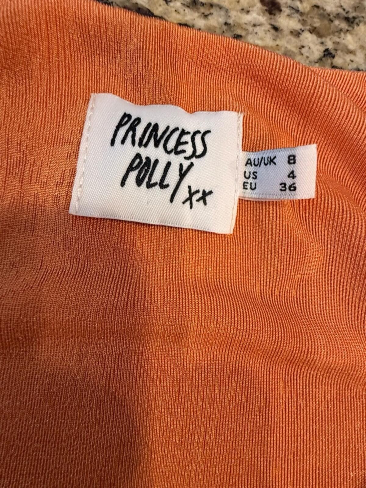 Other Princess Polly orange ribbed crop top ruched bow SZ 4 Size S / US 4 / IT 40 - 5 Thumbnail