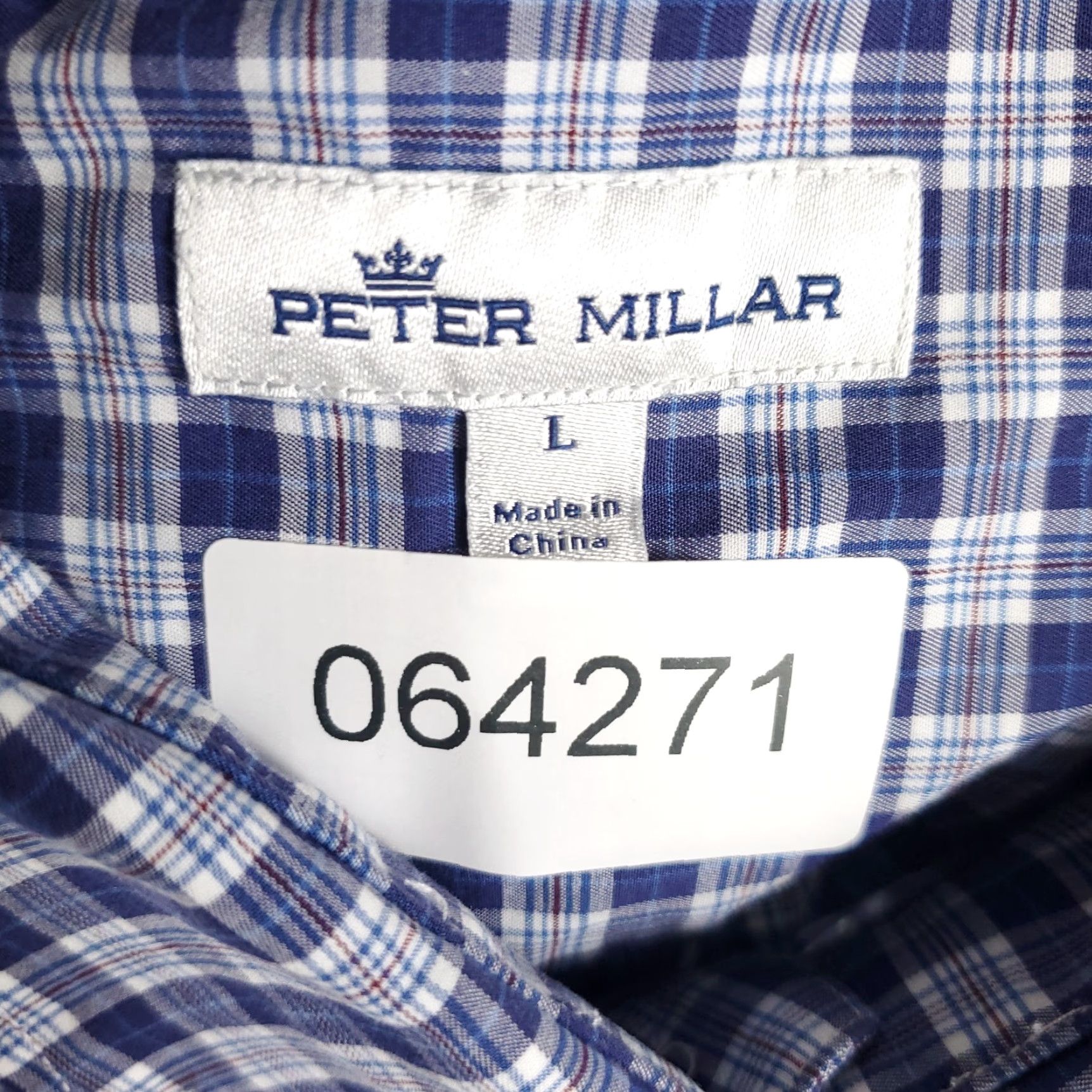 Peter Millar Peter Millar Shirt Mens Large Blue Plaid Casual Button-Up Long Sleeve Size US L / EU 52-54 / 3 - 7 Thumbnail