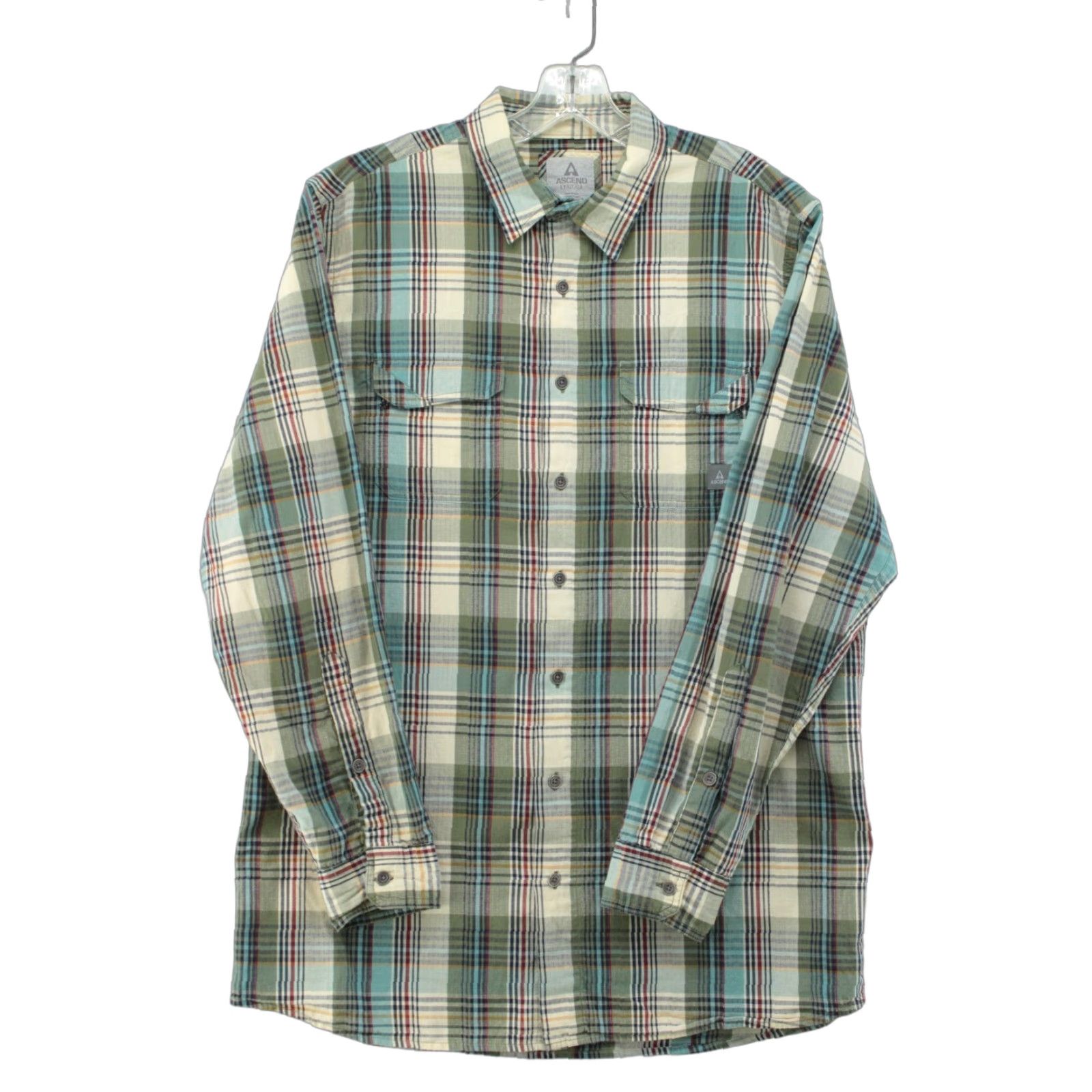 ASCENO VINTAGE Ascend Shirt Men's Large Tall Green Plaid Button-Up Cabincore Outdoors Bass Pro Size US L / EU 52-54 / 3 - 1 Thumbnail