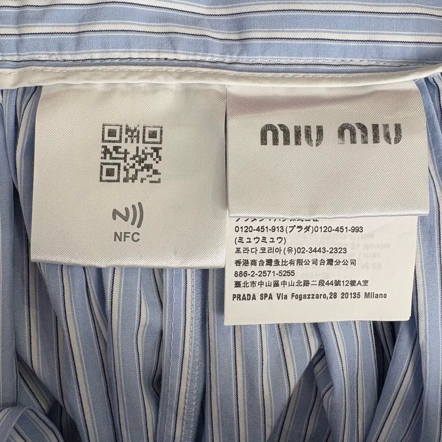 Miu Miu MIU MIU blue and white stripe lace trim skirt 42 Size 28" / US 6 / IT 42 - 4 Thumbnail