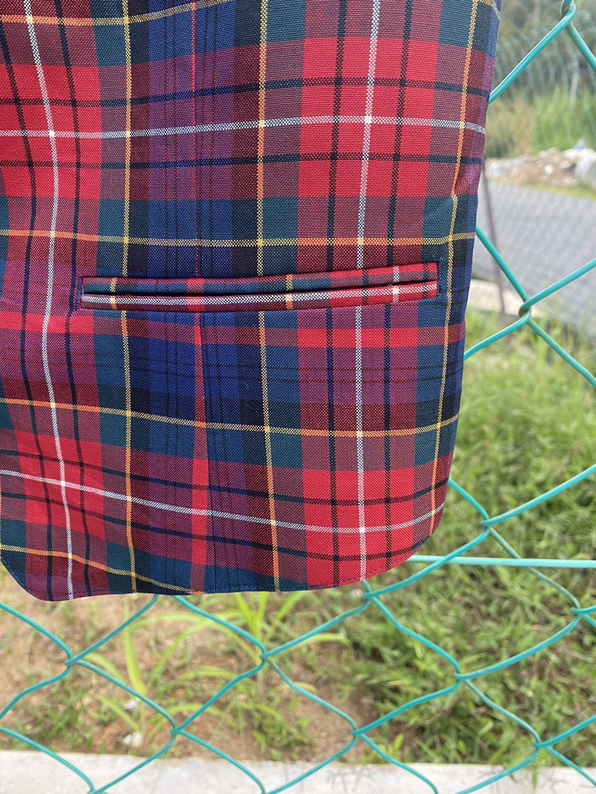 Burberry × Vintage Vintage Burberry Red Plaid Waistcoat Size 36S - 3 Thumbnail
