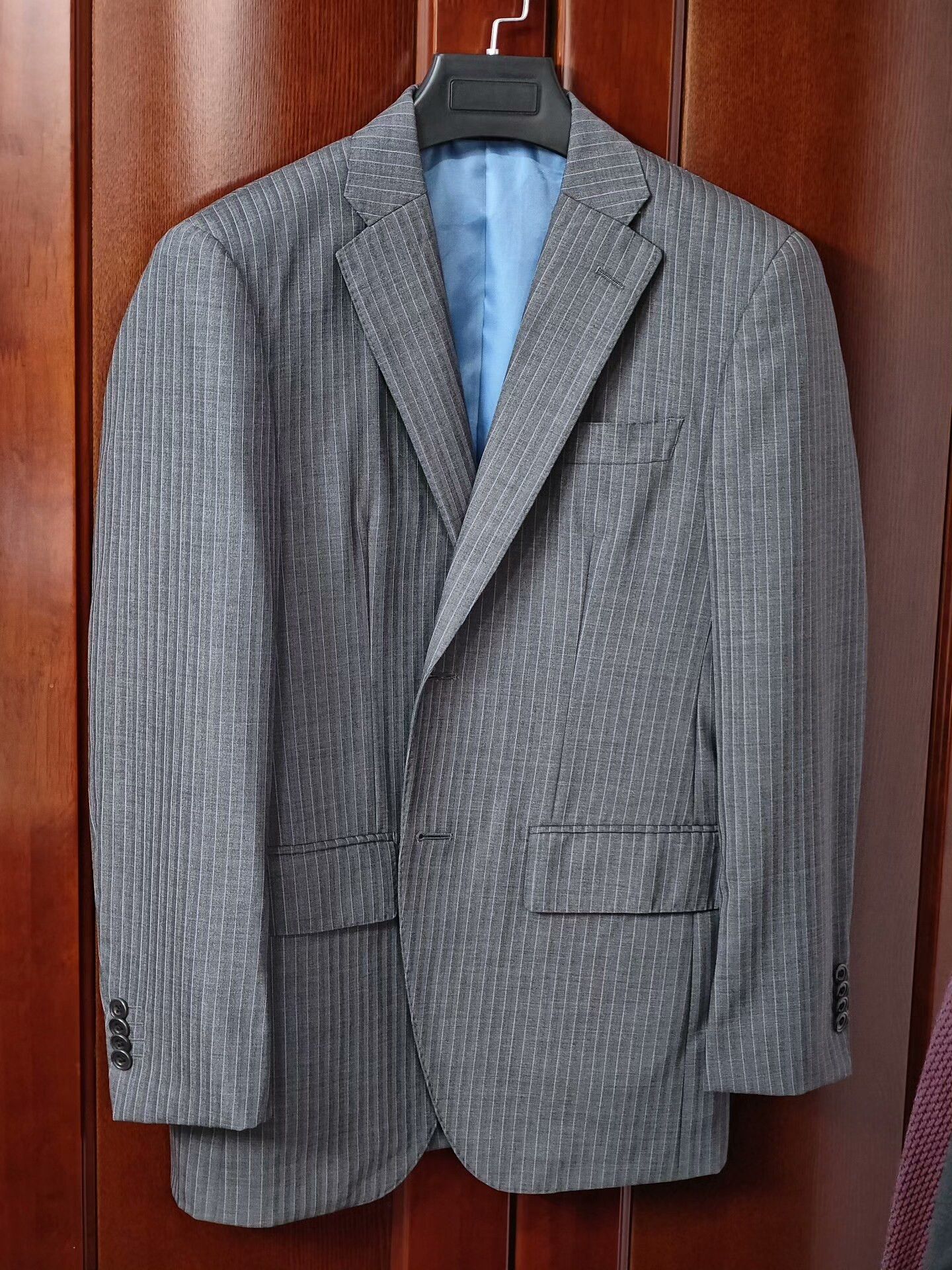 Holland & Sherry Custom Gray Striped Wool Suit Jacket Size US M / EU 48-50 / 2 - 1 Thumbnail